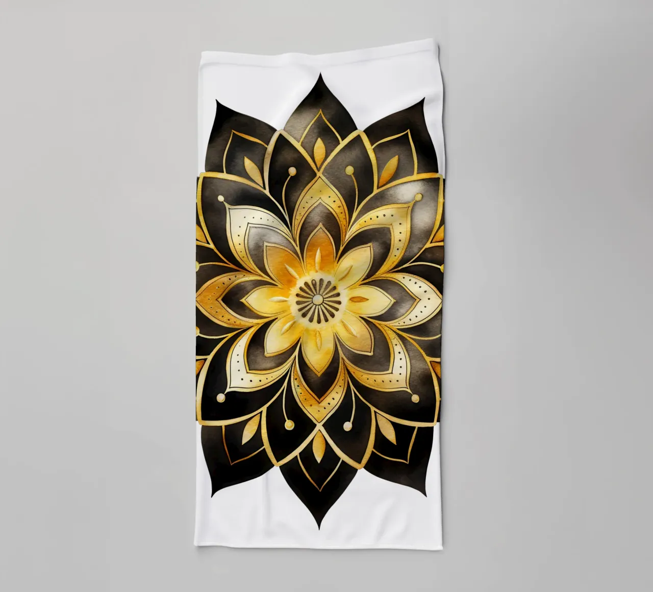 Mandala nero e oro asciugamano da bagno da Spiritual Touch