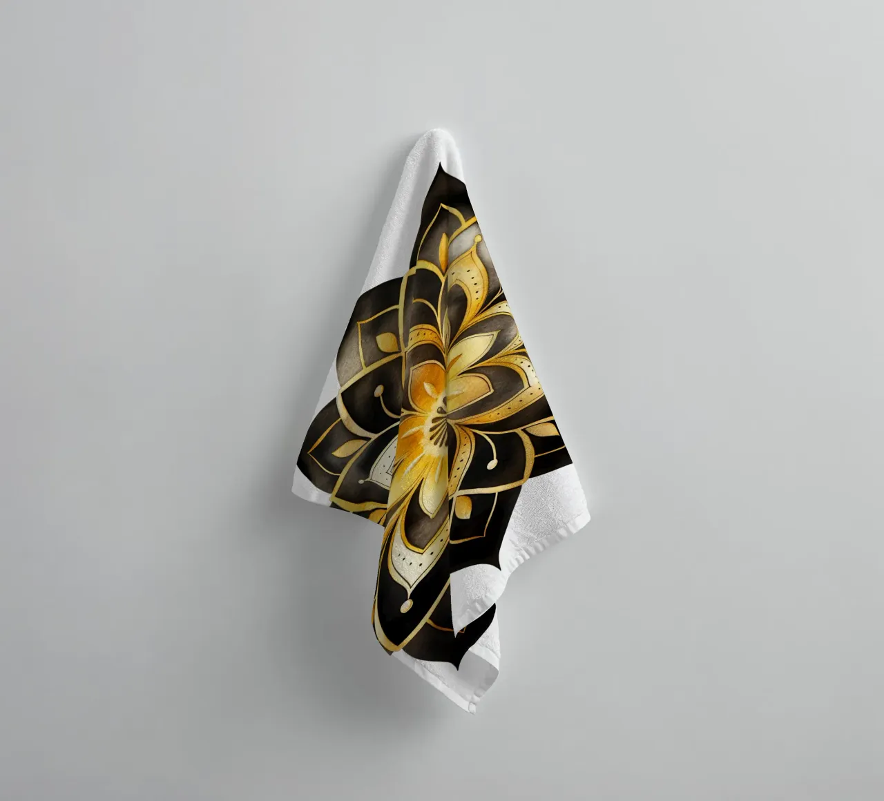 Mandala nero e oro asciugamano da bagno da Spiritual Touch