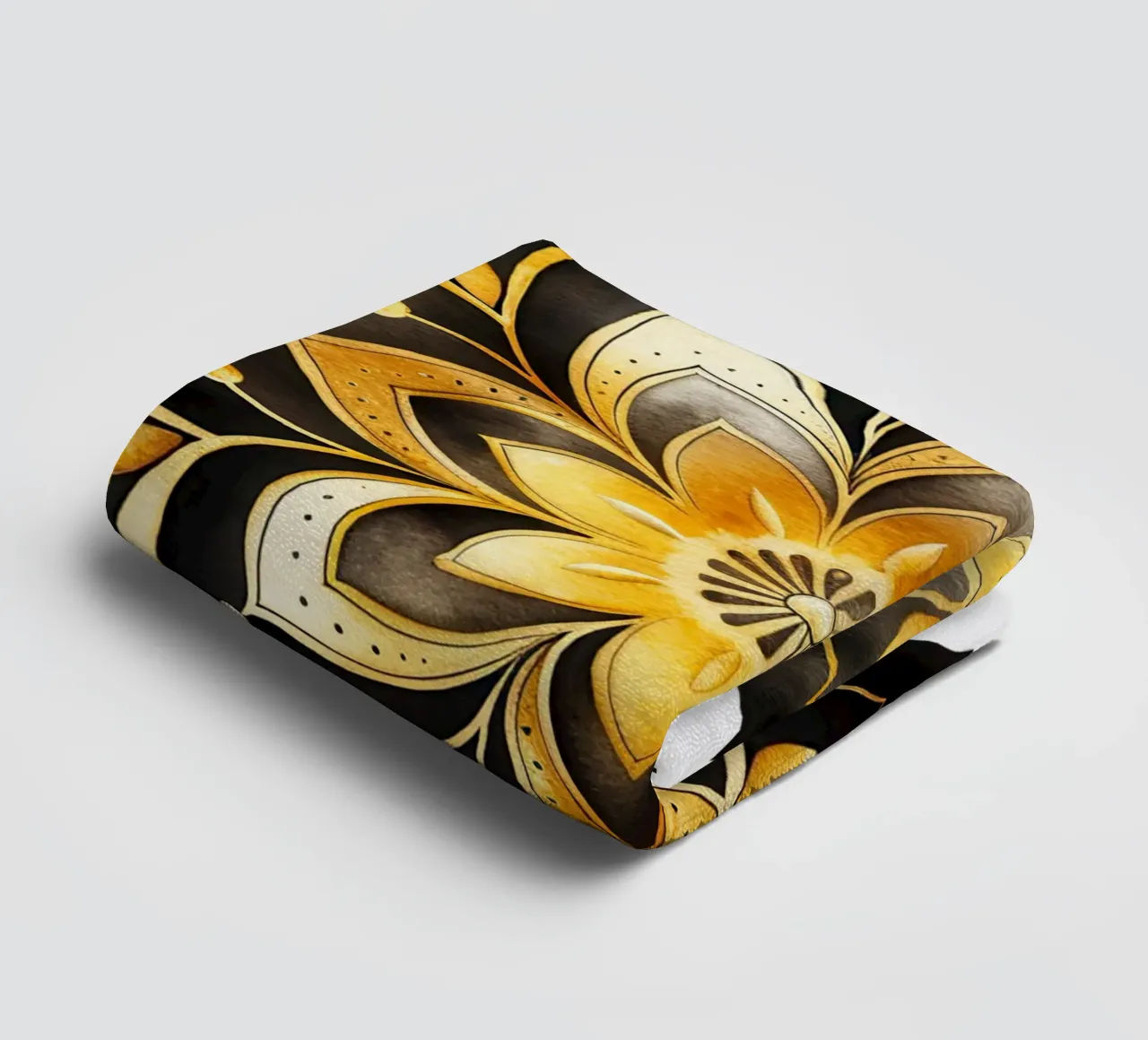 Mandala nero e oro asciugamano da bagno da Spiritual Touch