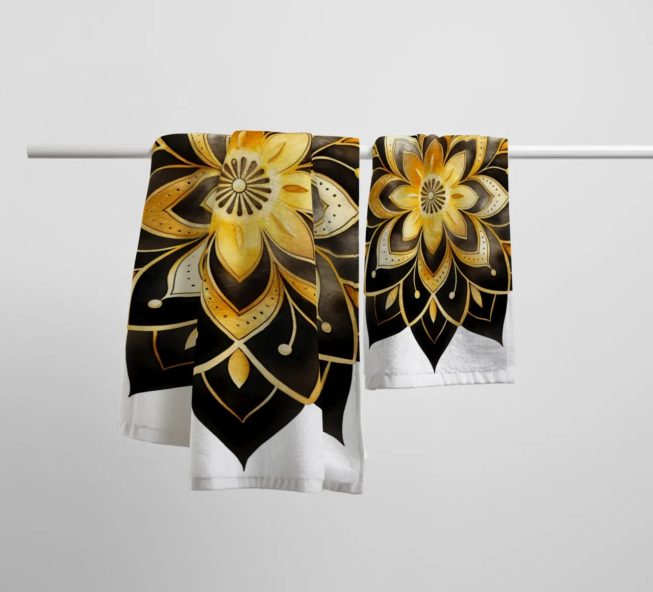 Mandala nero e oro asciugamano da bagno da Spiritual Touch