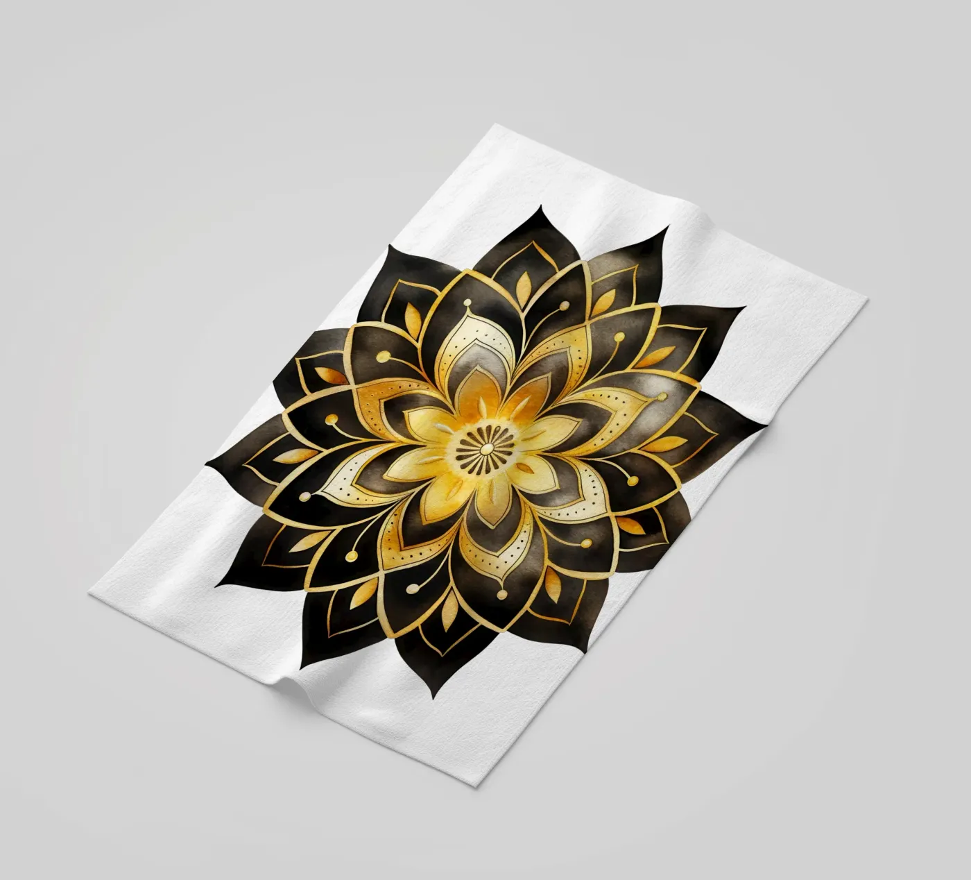 Mandala nero e oro telo mare da Spiritual Touch