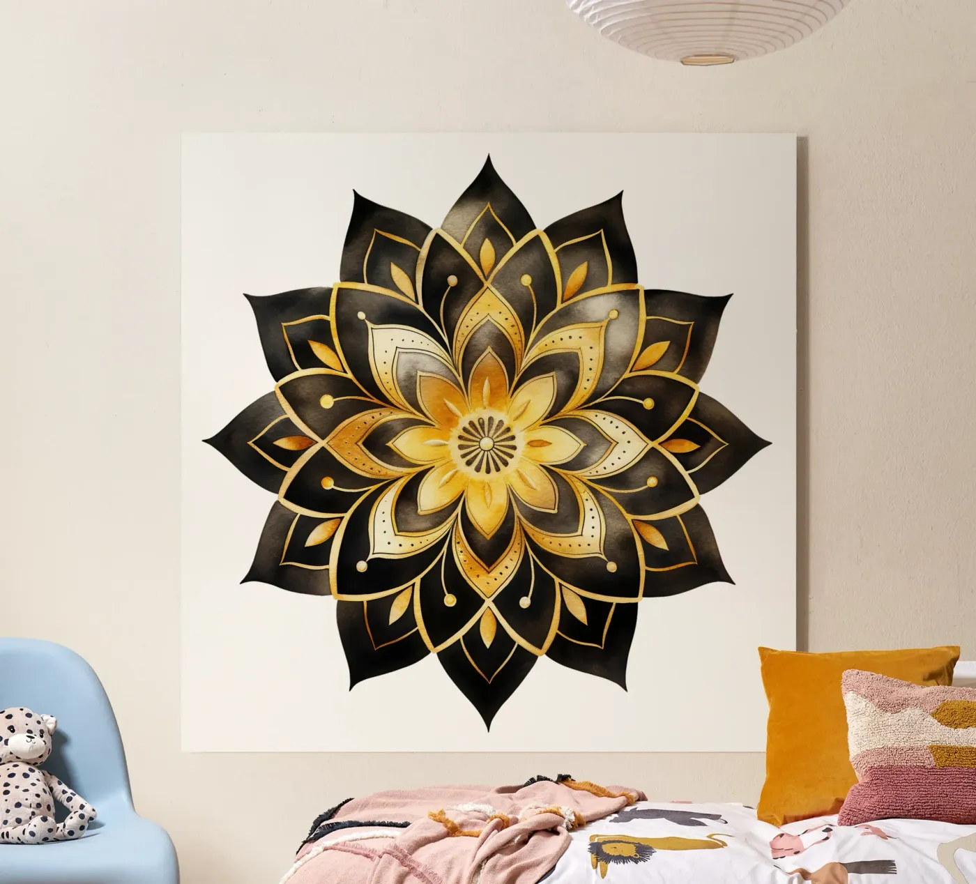 Mandala zwart-goud acryl van Spiritual Touch