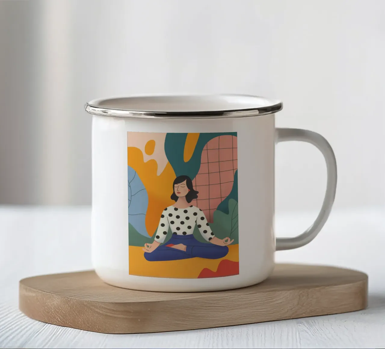 Meditare i colori astratti tazza in smalto da Demar Galleria