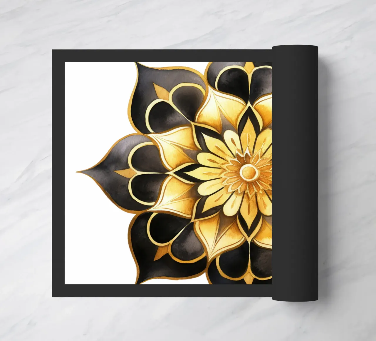 Mandala nero e oro zerbino da Spiritual Touch