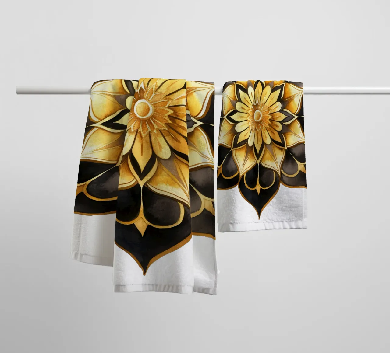 Mandala nero e oro asciugamano da bagno da Spiritual Touch