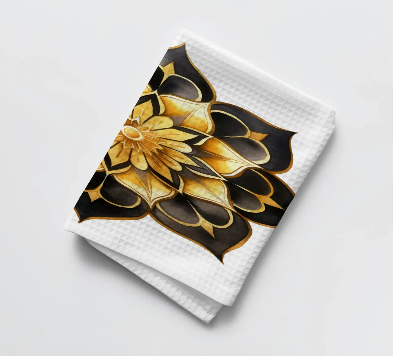 Mandala nero e oro canovaccio da cucina da Spiritual Touch