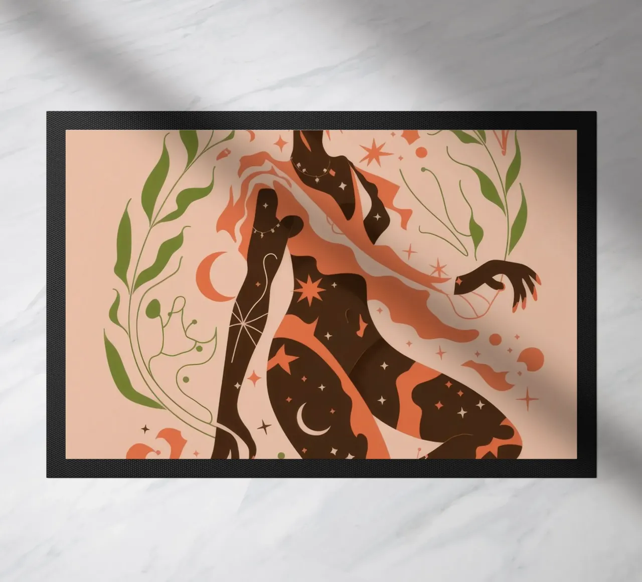 Yoga Pose Foliage doormat by Demar Galleria