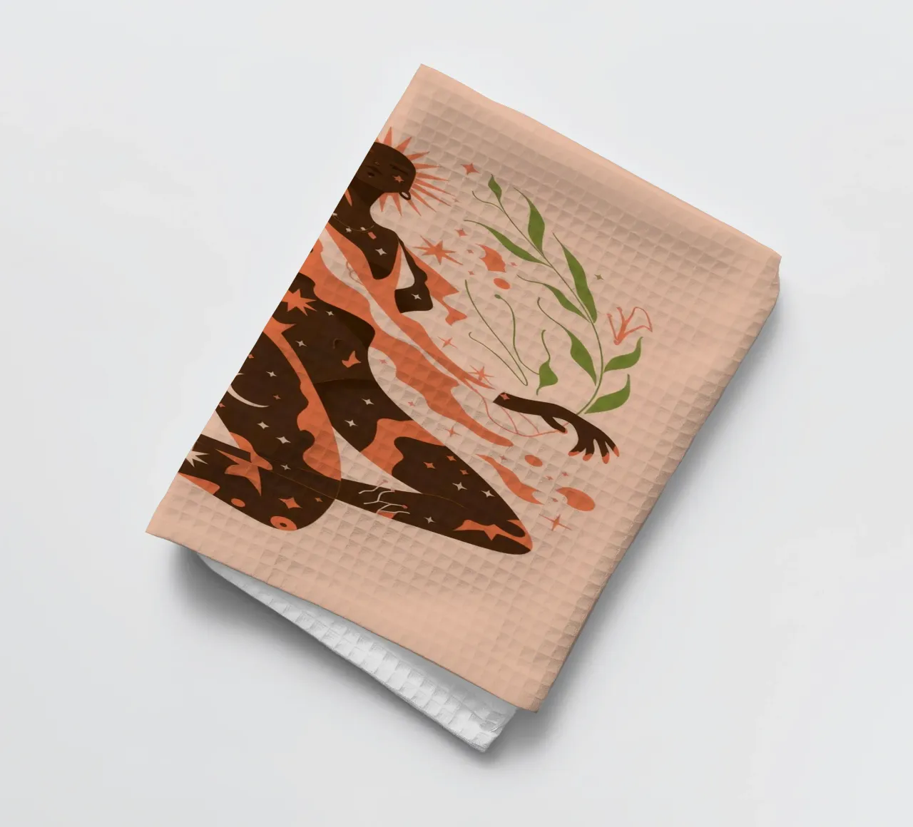 Yoga Pose Foliage tea towel by Demar Galleria