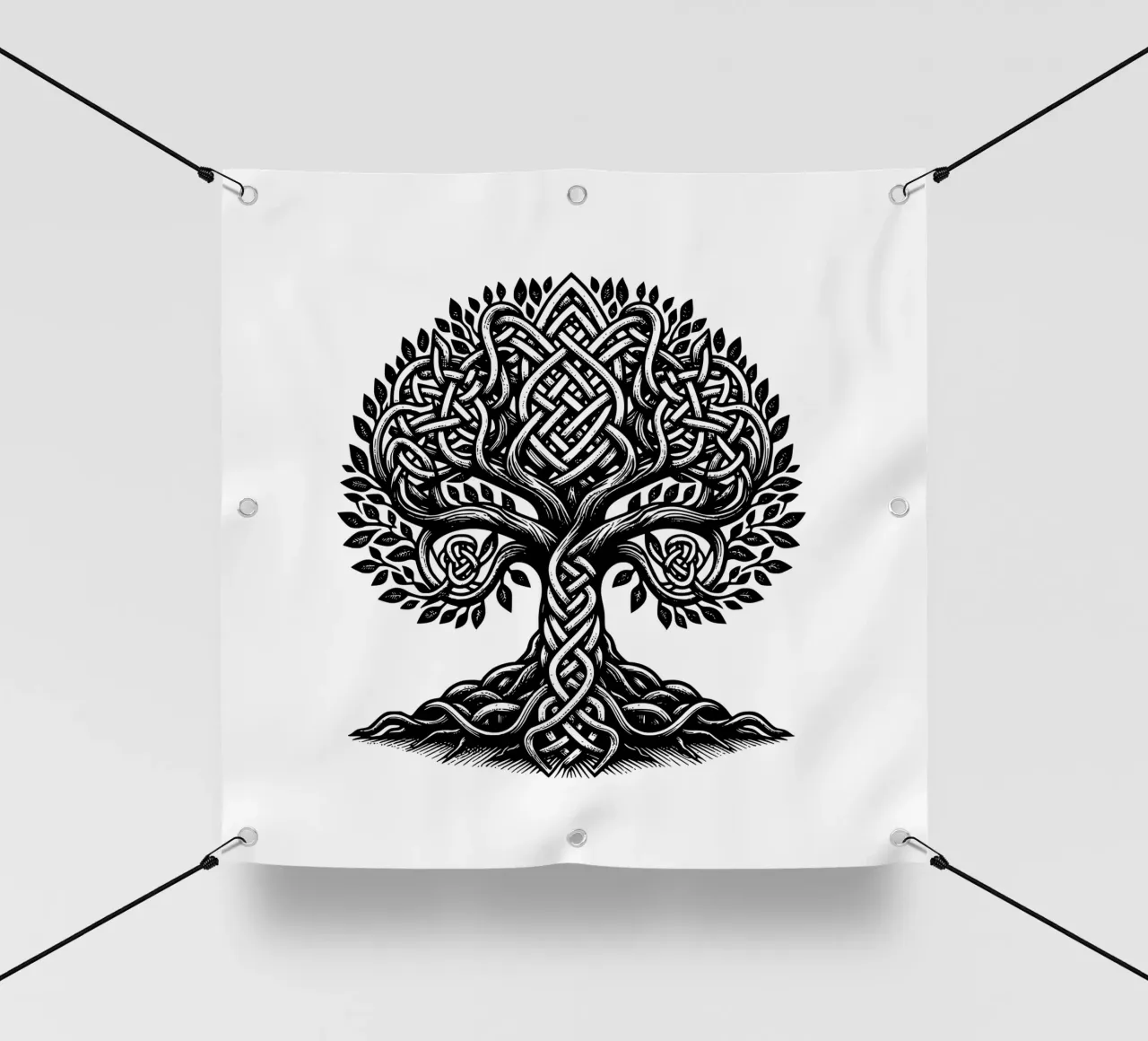 Albero della vita in bianco e nero telo in pvc da Spiritual Touch