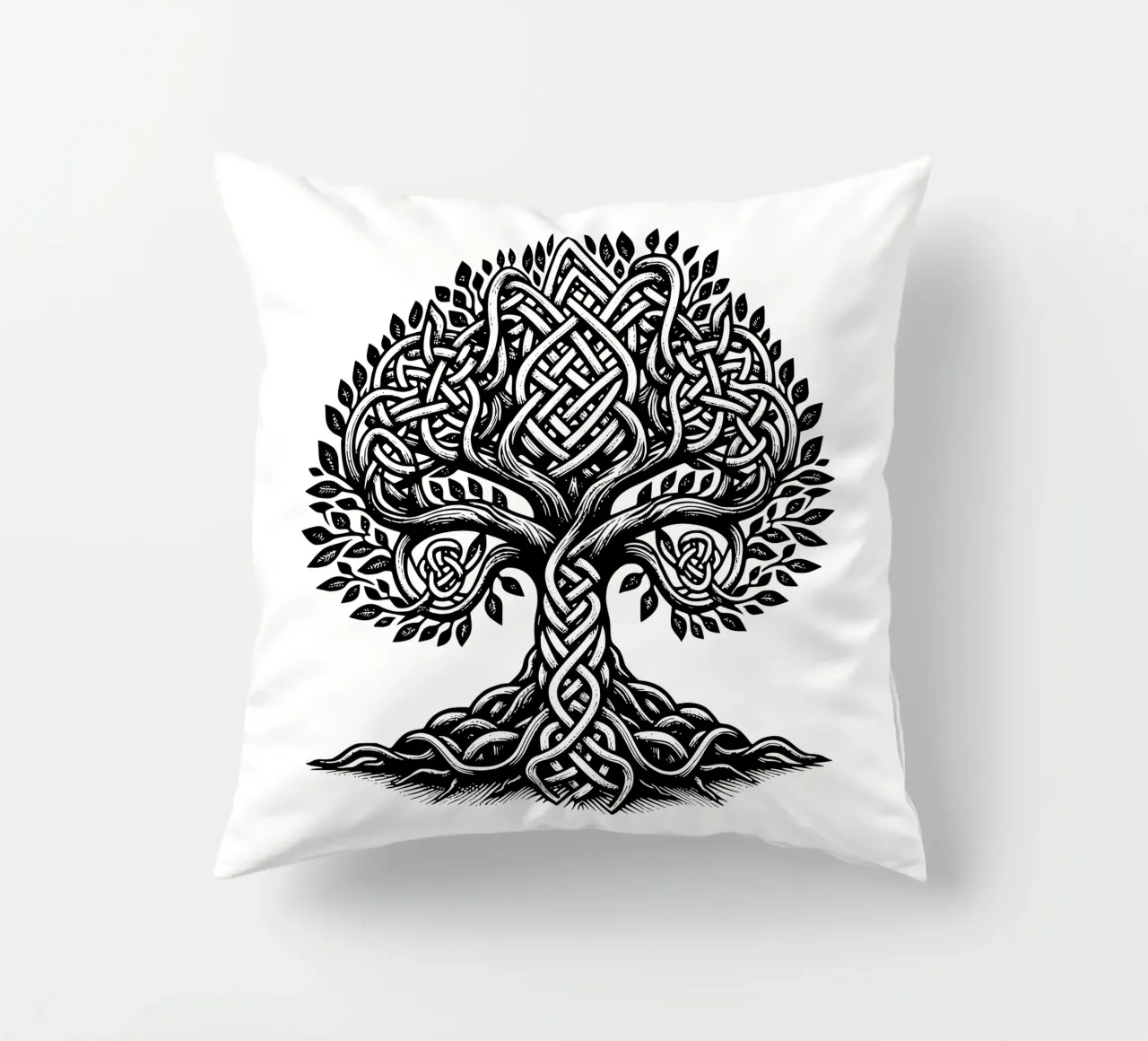 Albero della vita in bianco e nero cuscino da Spiritual Touch