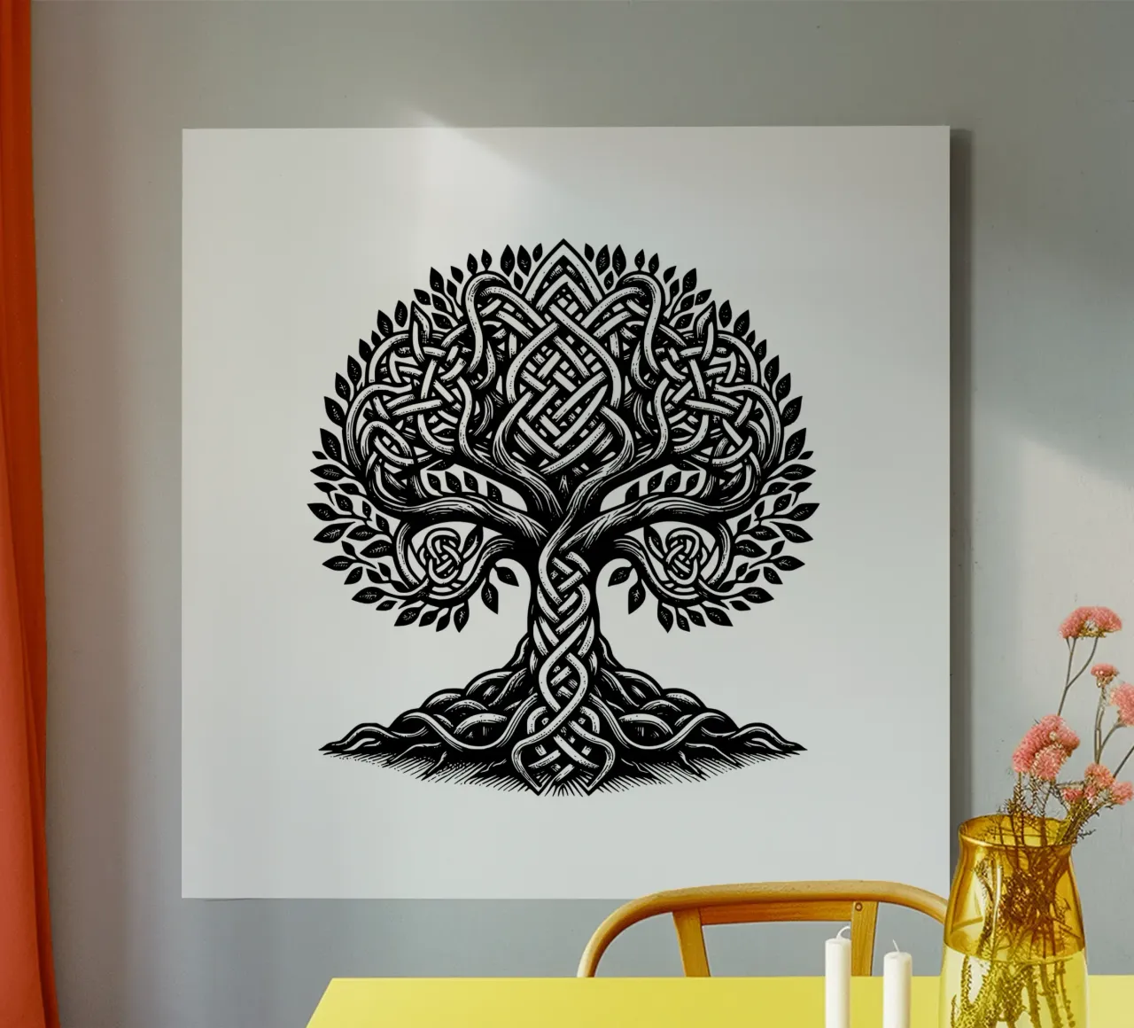 Albero della vita in bianco e nero tela con Cornice a cassetta da Spiritual Touch
