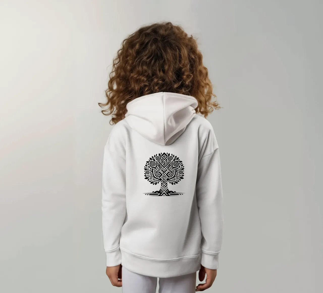 Albero della vita in bianco e nero felpa bambino con cappuccio da Spiritual Touch