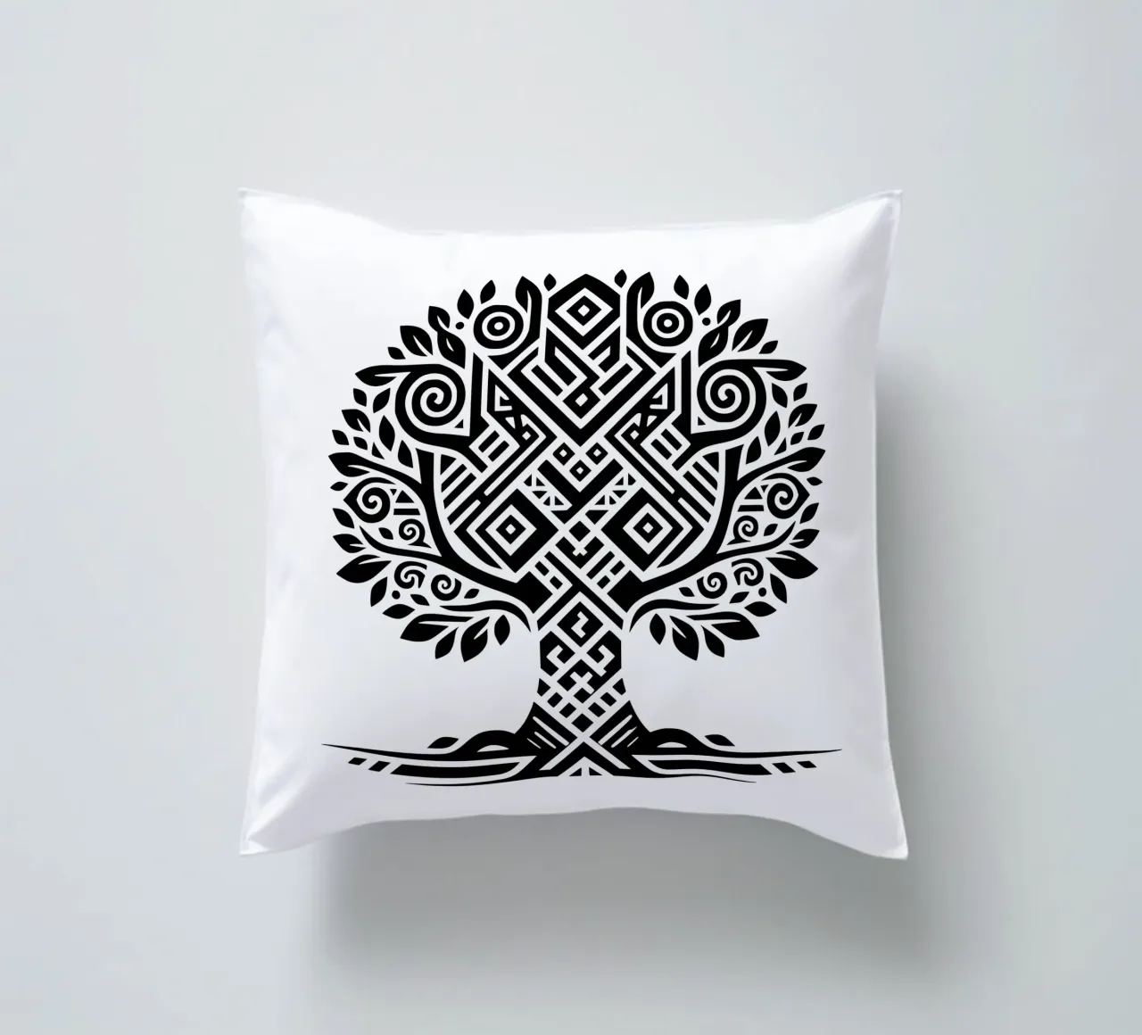 Albero della vita in bianco e nero cuscino da Spiritual Touch