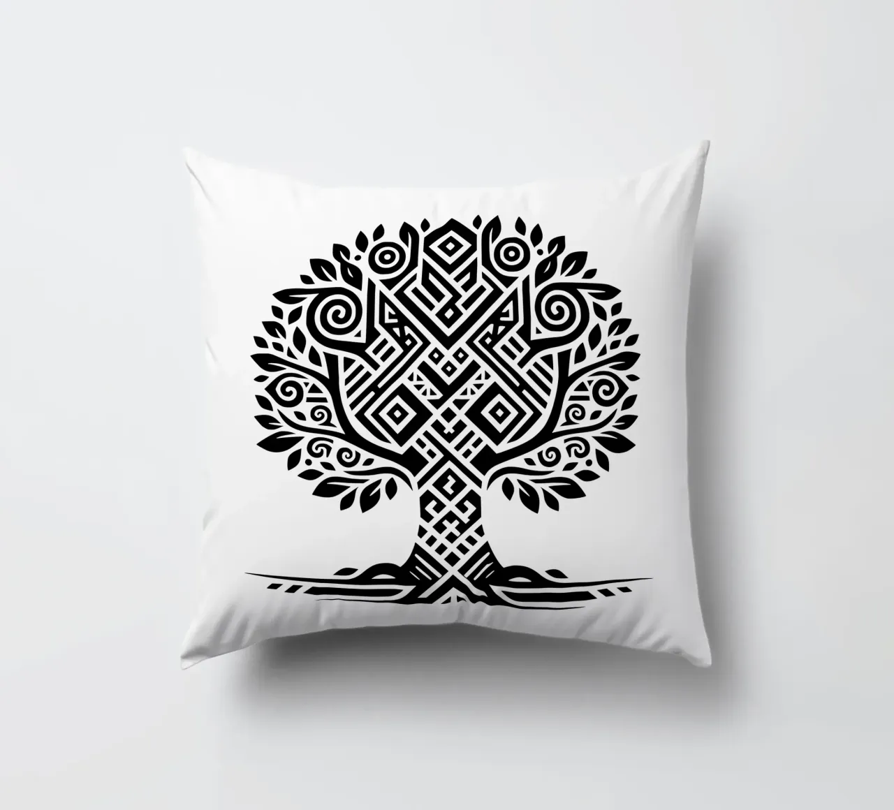 Albero della vita in bianco e nero cuscino da Spiritual Touch
