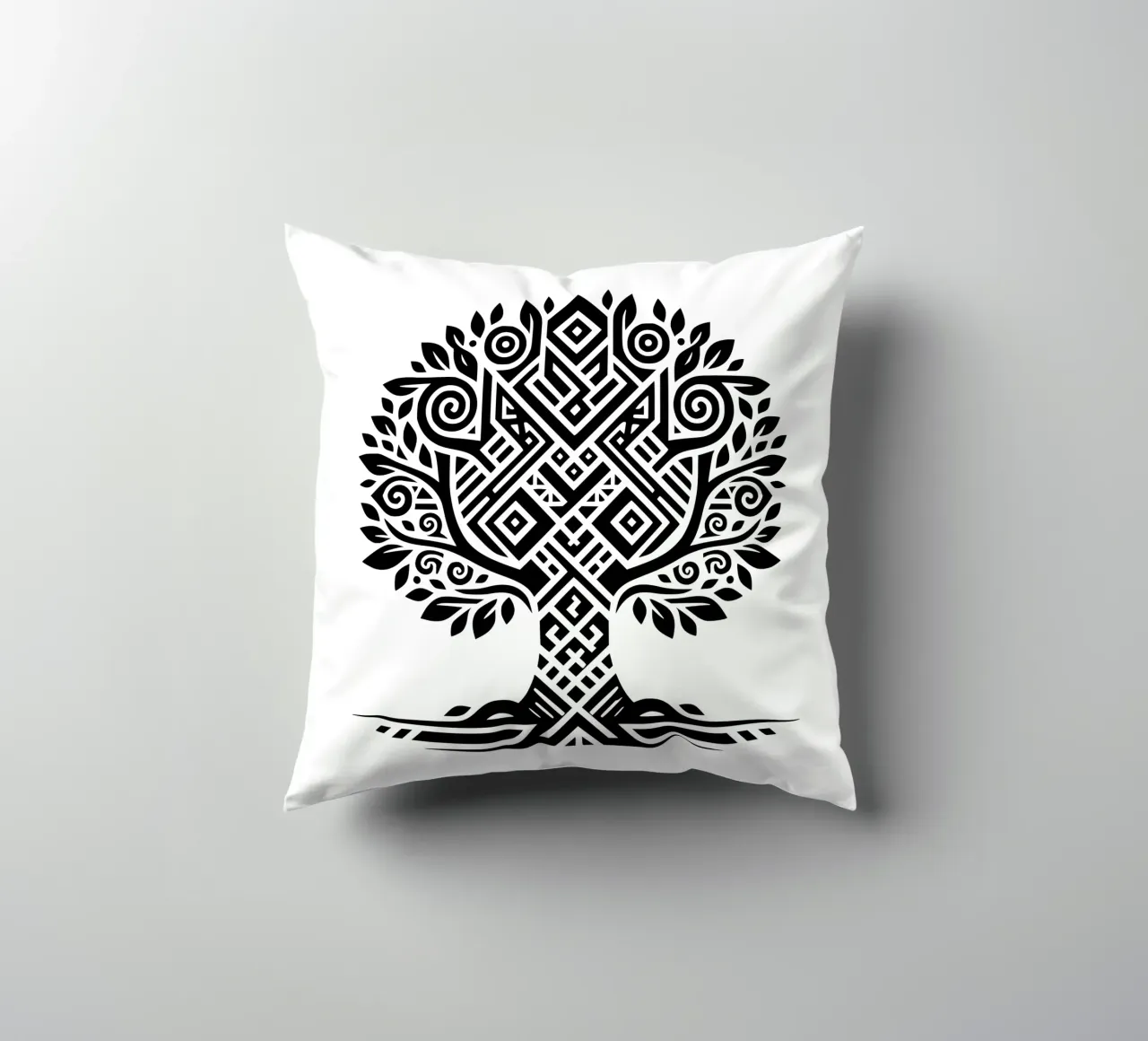 Albero della vita in bianco e nero cuscino da Spiritual Touch