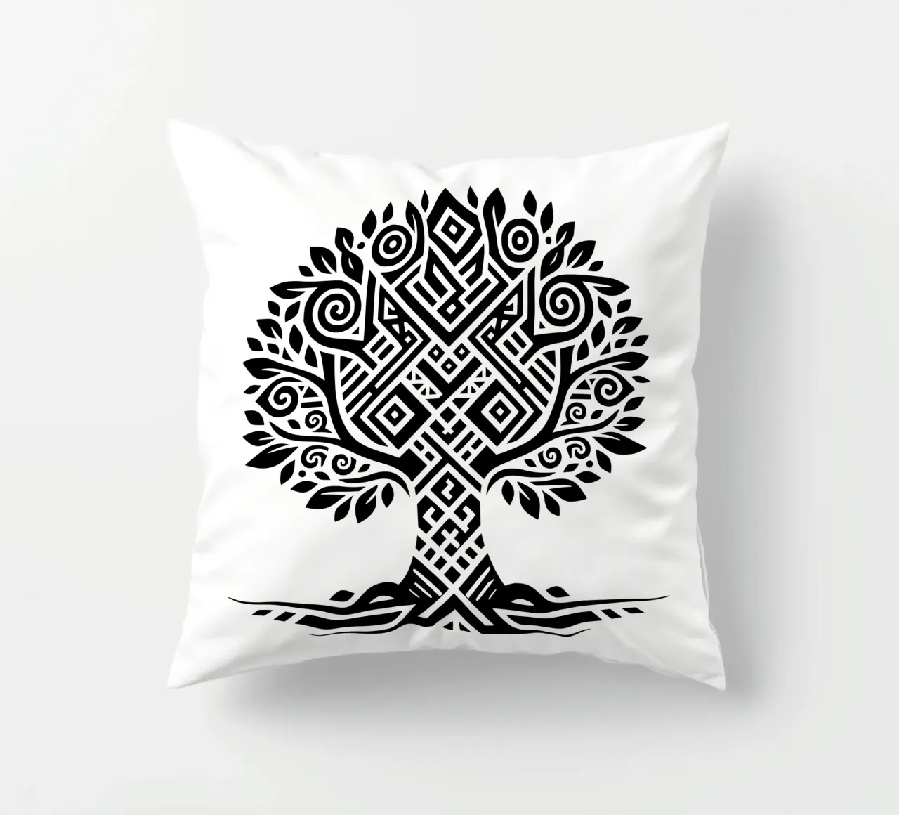 Albero della vita in bianco e nero cuscino da Spiritual Touch