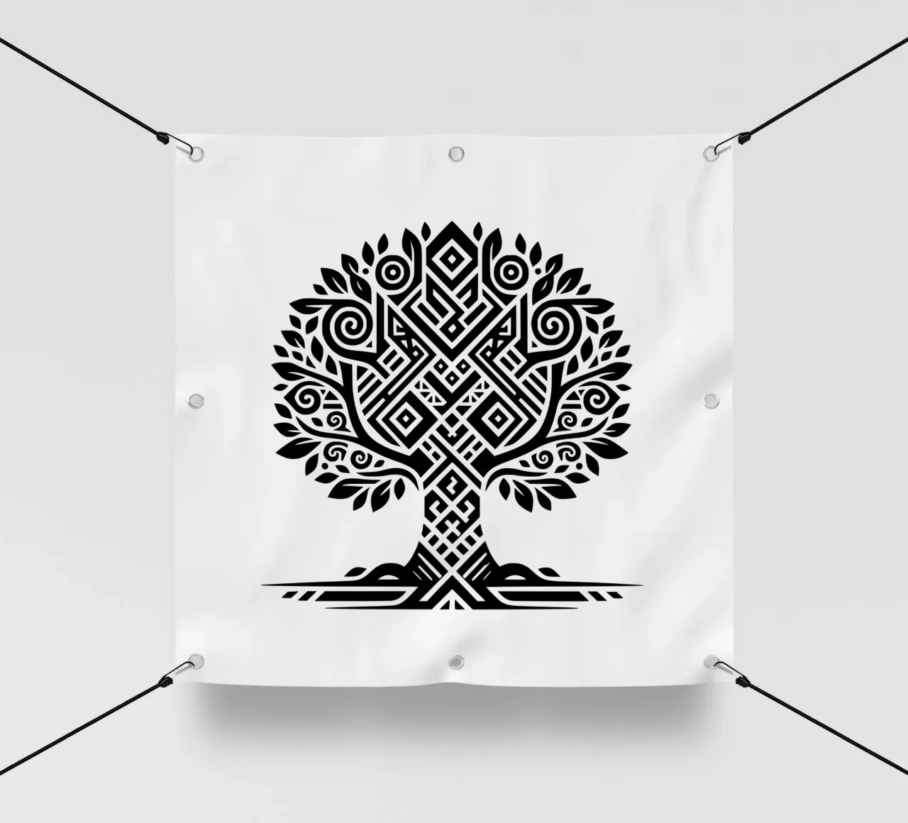 Albero della vita in bianco e nero telo in pvc da Spiritual Touch