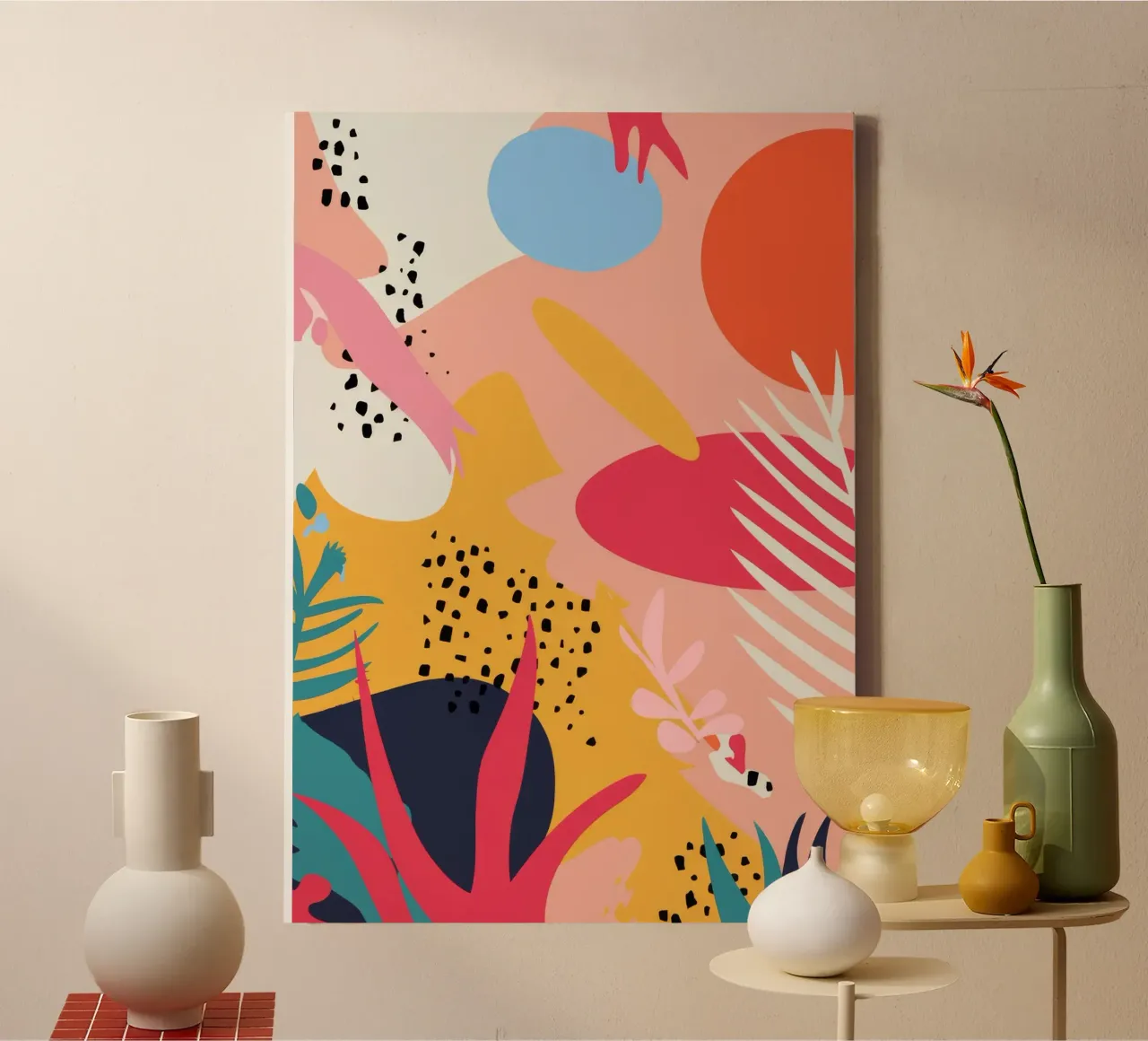 Levendige abstracte mix canvas met Baklijst van Demar Galleria
