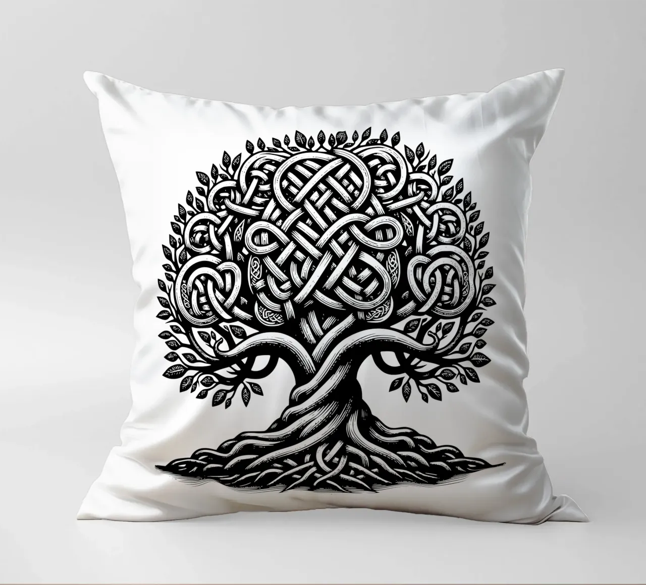 Albero della vita in bianco e nero cuscino da Spiritual Touch