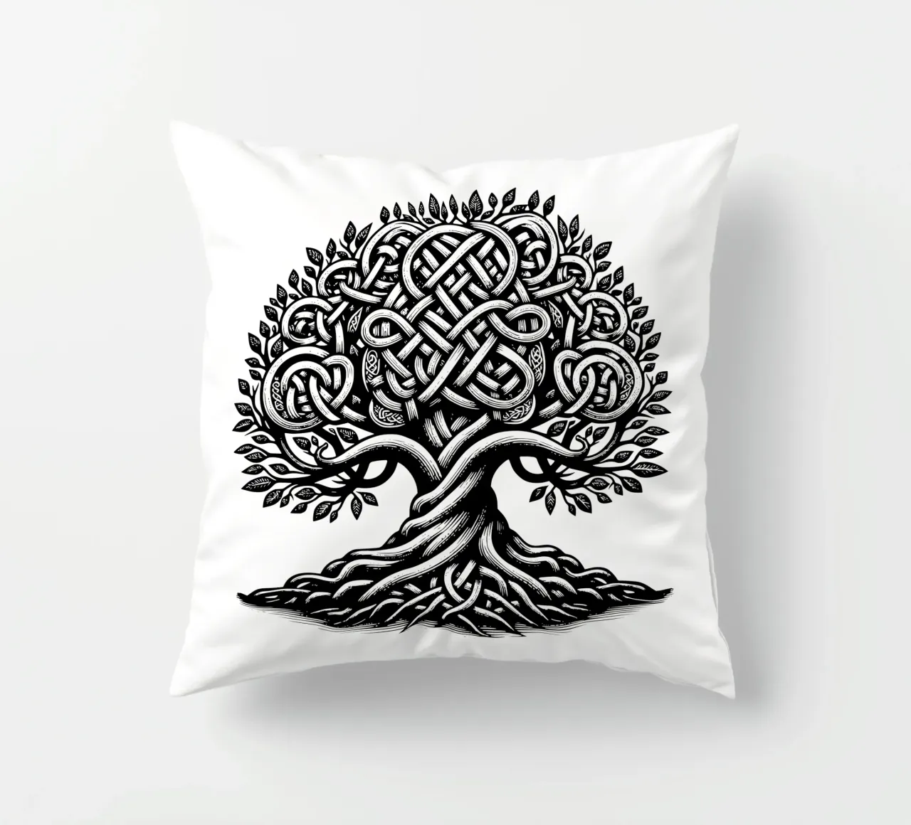 Albero della vita in bianco e nero cuscino da Spiritual Touch