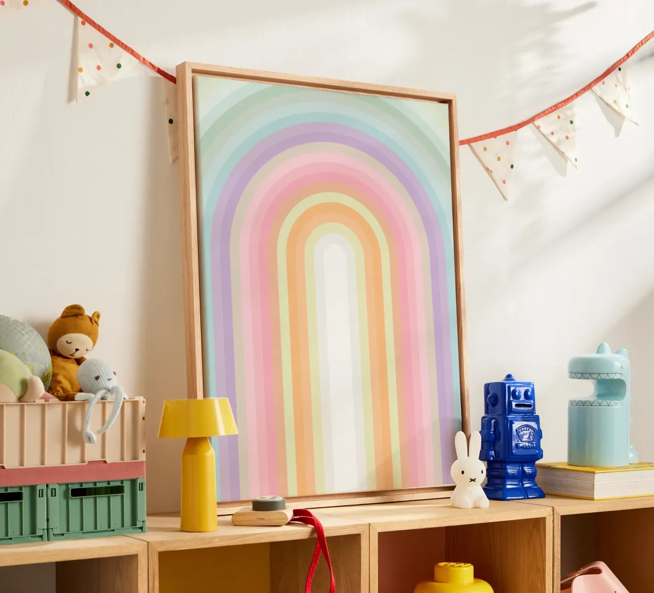 Candy Pastel Rainbow Dream tela con Cornice a cassetta da Dominique Vari Abstract