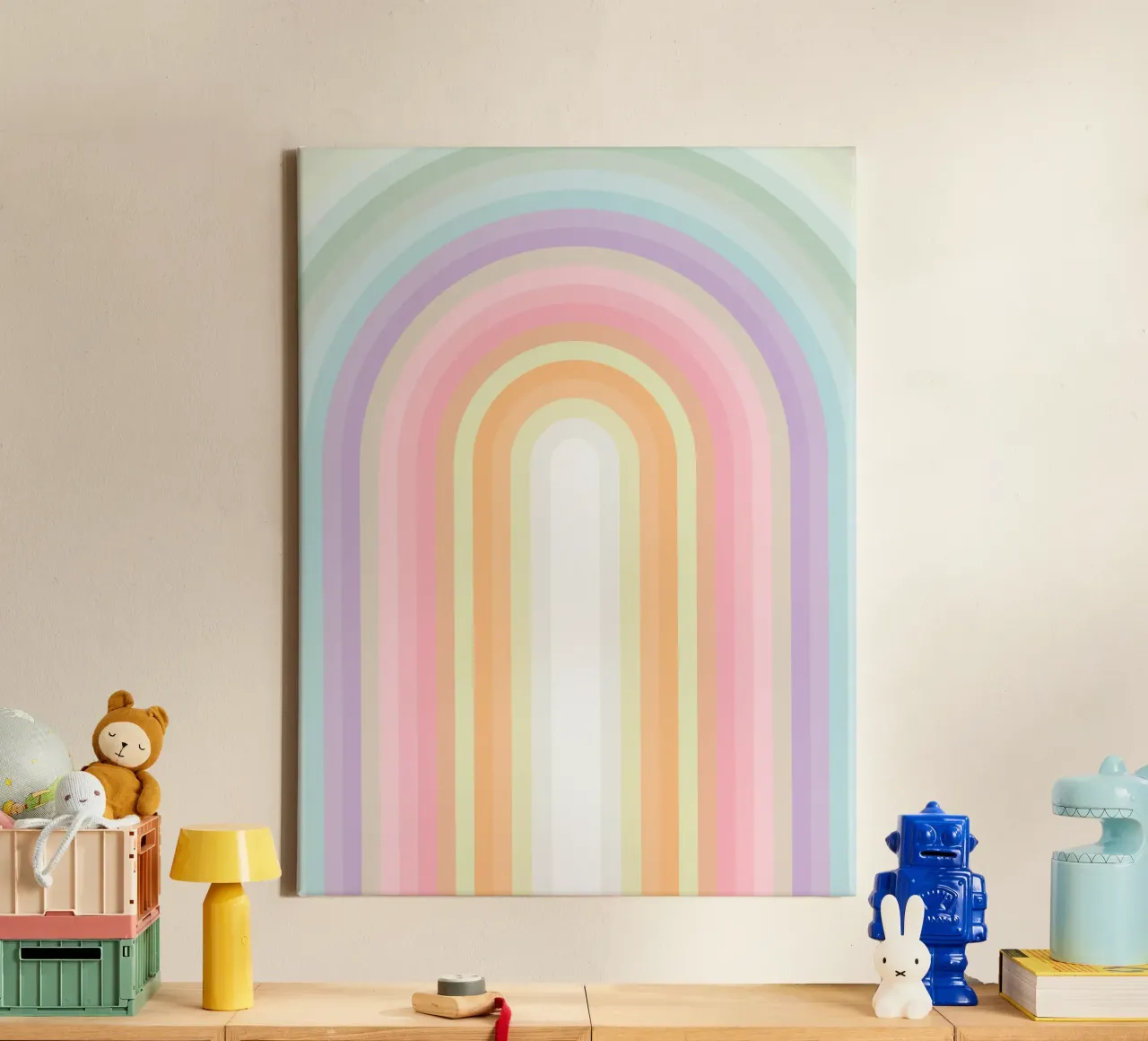 Candy Pastel Rainbow Dream tela con Cornice a cassetta da Dominique Vari Abstract