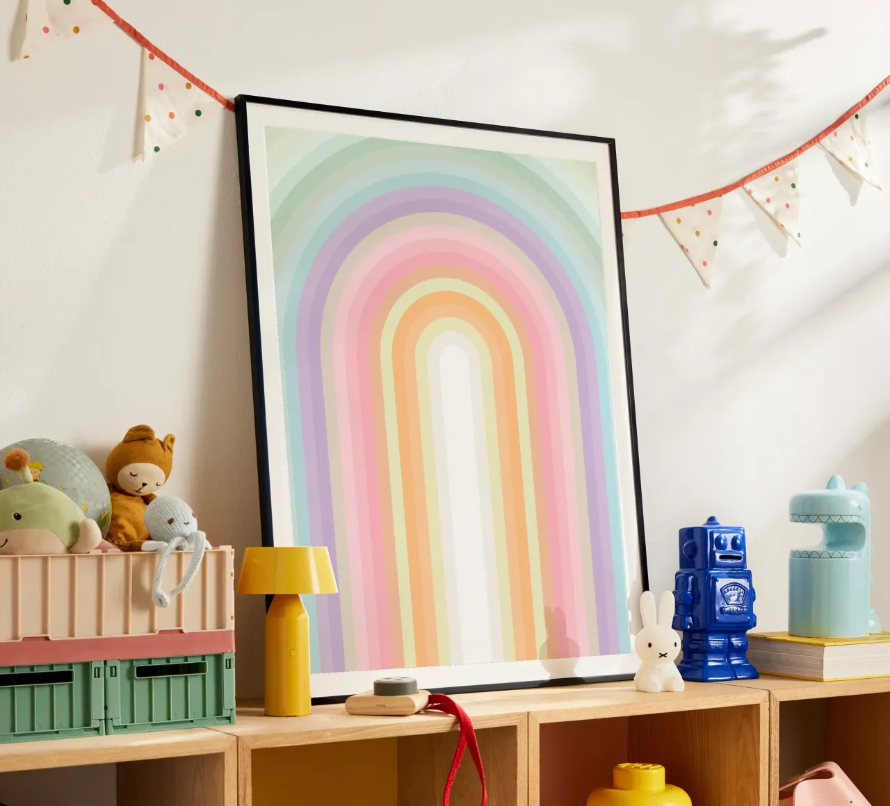 Candy Pastel Rainbow Dream poster con telaio in alluminio da Dominique Vari Abstract