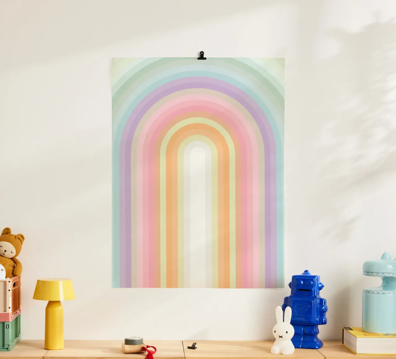 Candy Pastel Rainbow Dream poster con telaio in alluminio da Dominique Vari Abstract