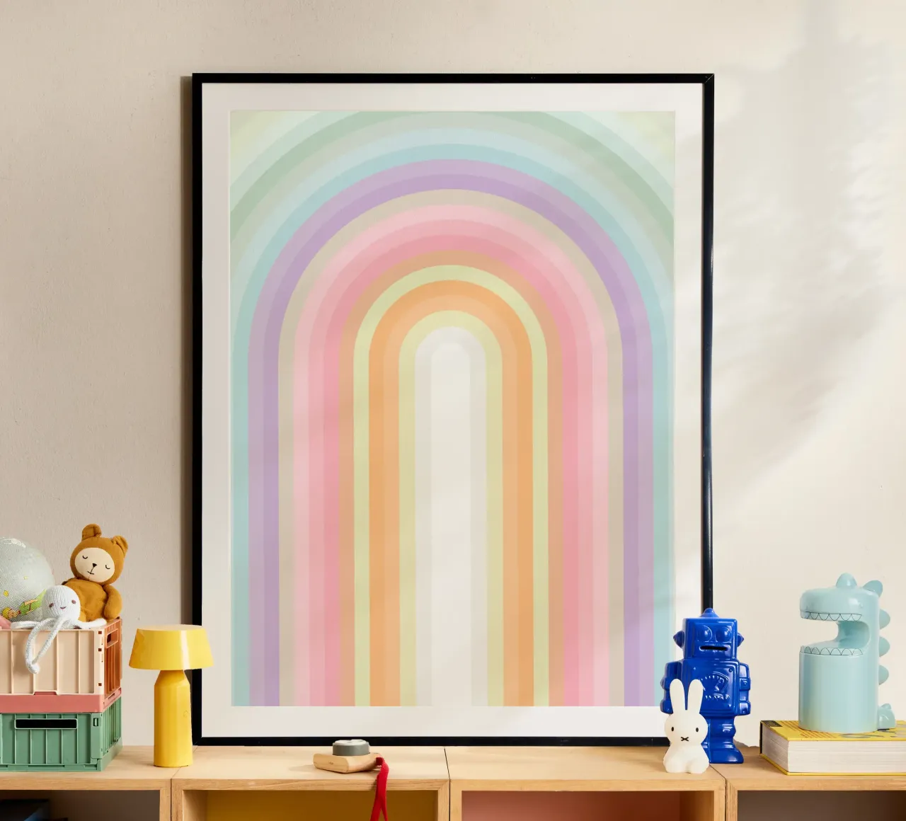 Candy Pastel Rainbow Dream poster con telaio in alluminio da Dominique Vari Abstract