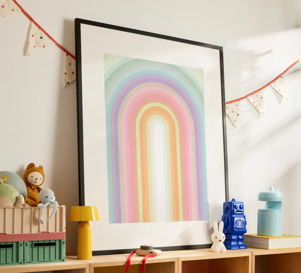 Candy Pastel Rainbow Dream poster con telaio in alluminio da Dominique Vari Abstract