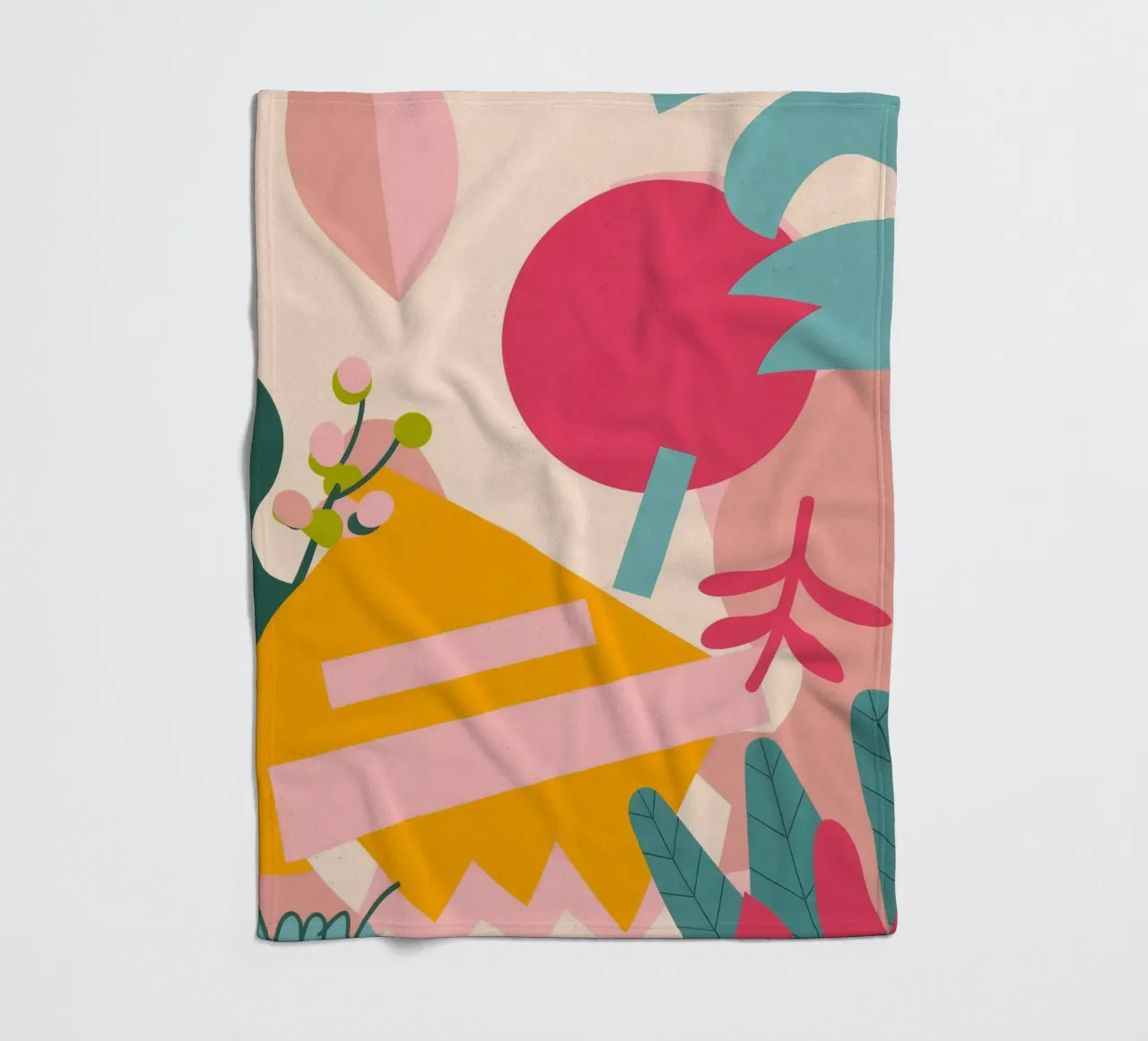 Bright Abstract Foliage fleece blanket by Demar Galleria