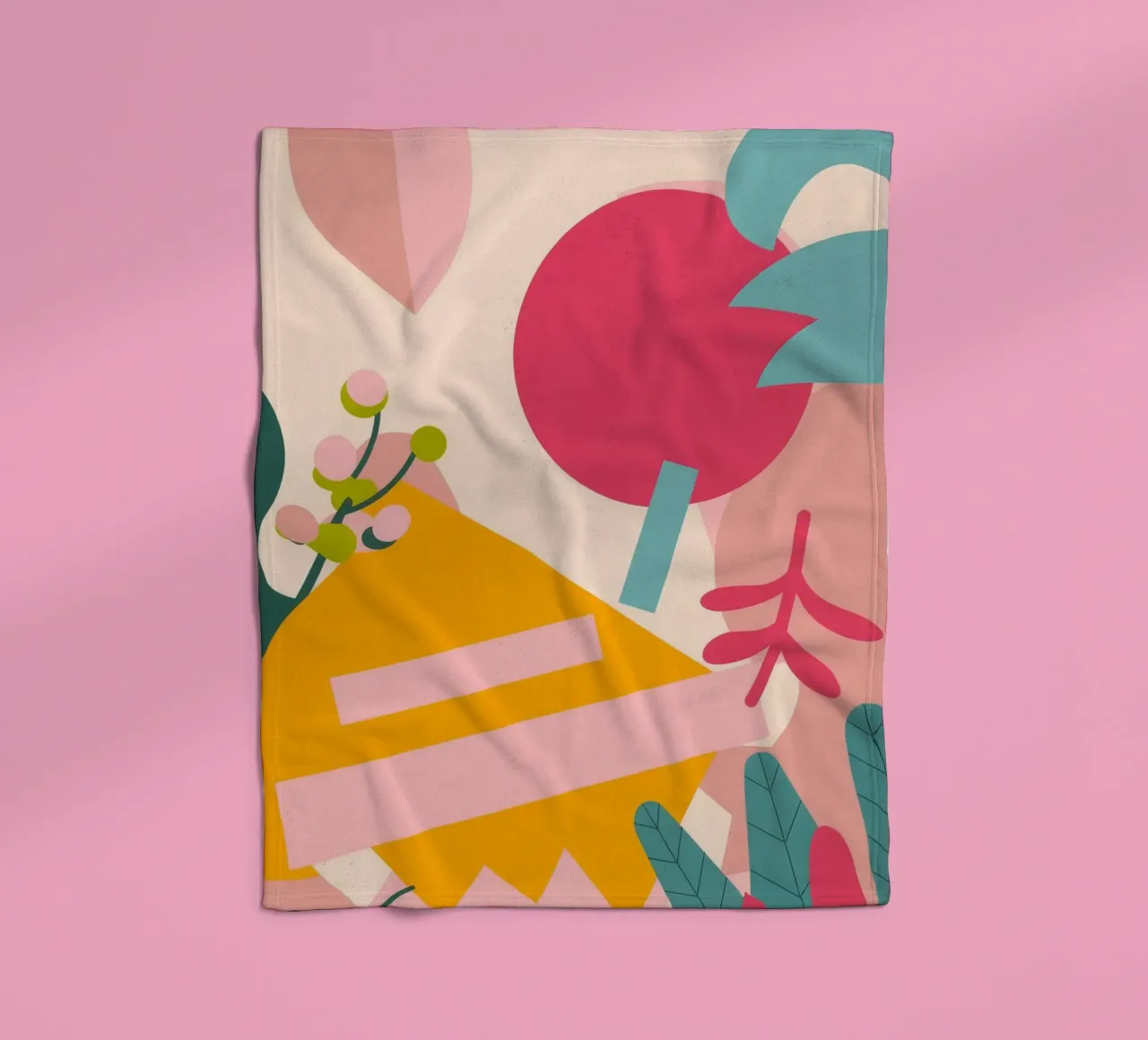 Bright Abstract Foliage fleece blanket by Demar Galleria