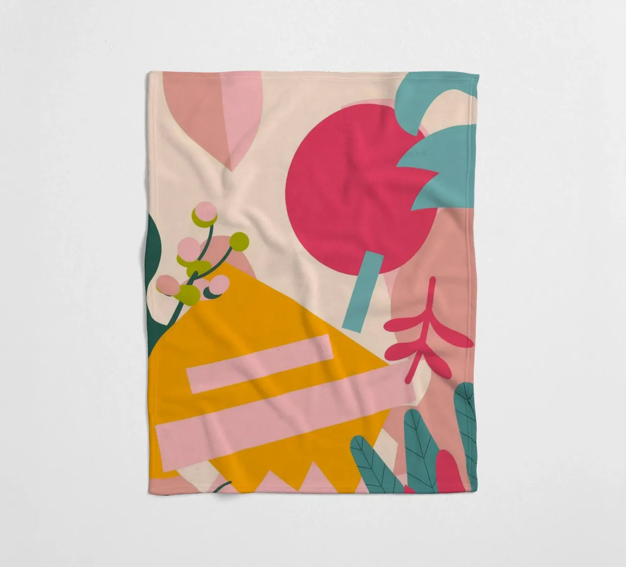 Bright Abstract Foliage fleece blanket by Demar Galleria