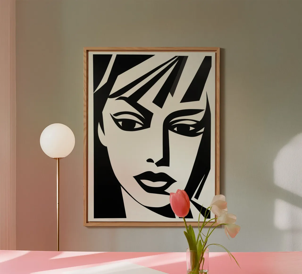 Portrait einer Frau die weiß was sie will | Linocut Style Alu-Dibond von Autofocus