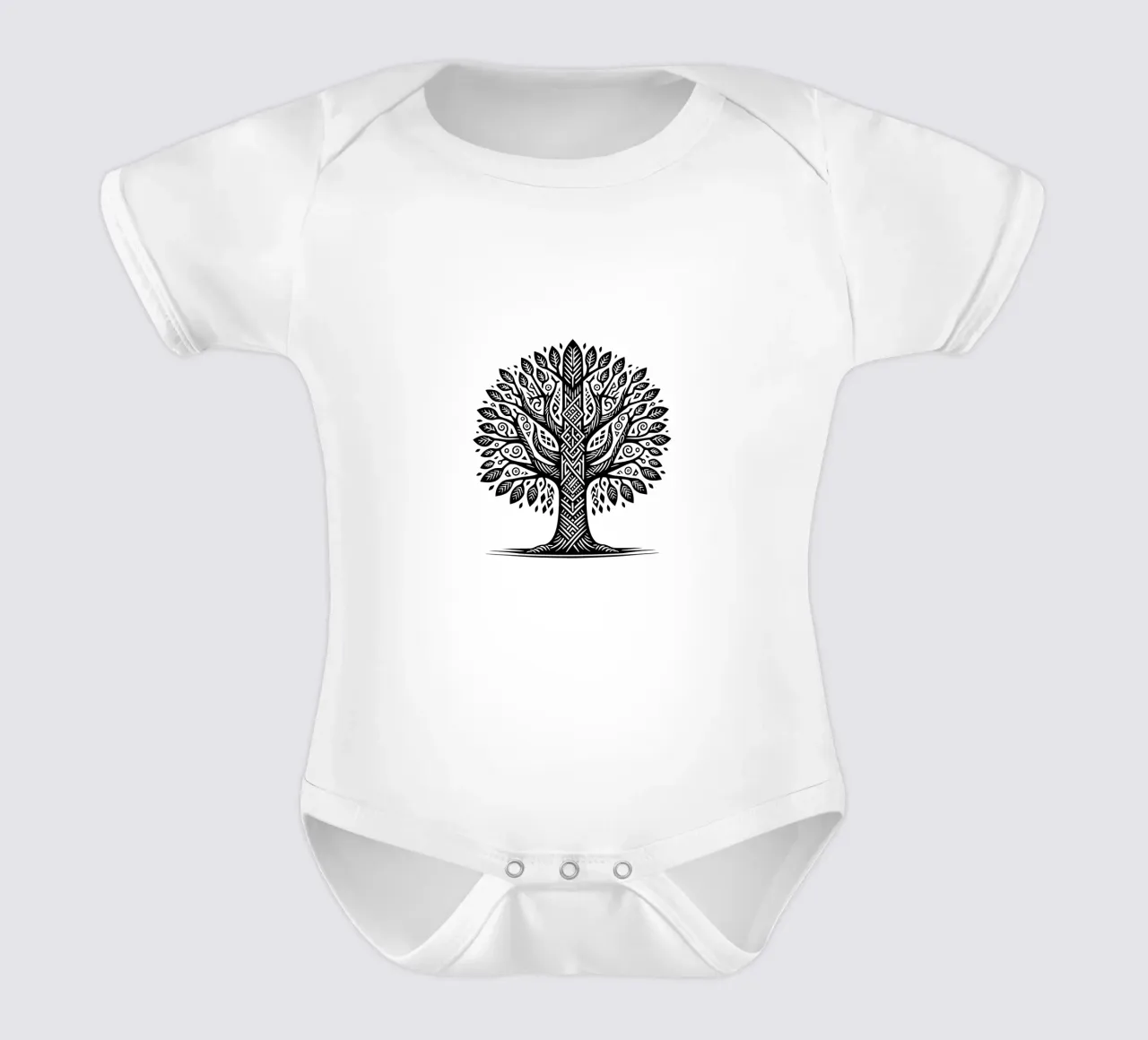Albero della vita in bianco e nero body neonato maniche corte da Spiritual Touch