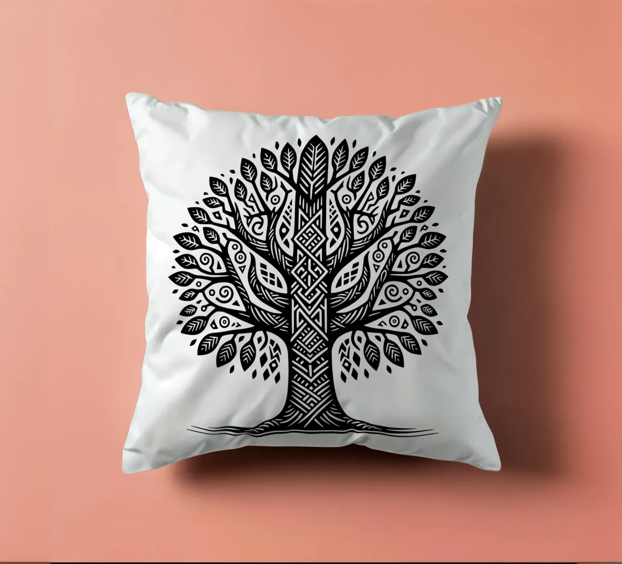 Albero della vita in bianco e nero cuscino da Spiritual Touch
