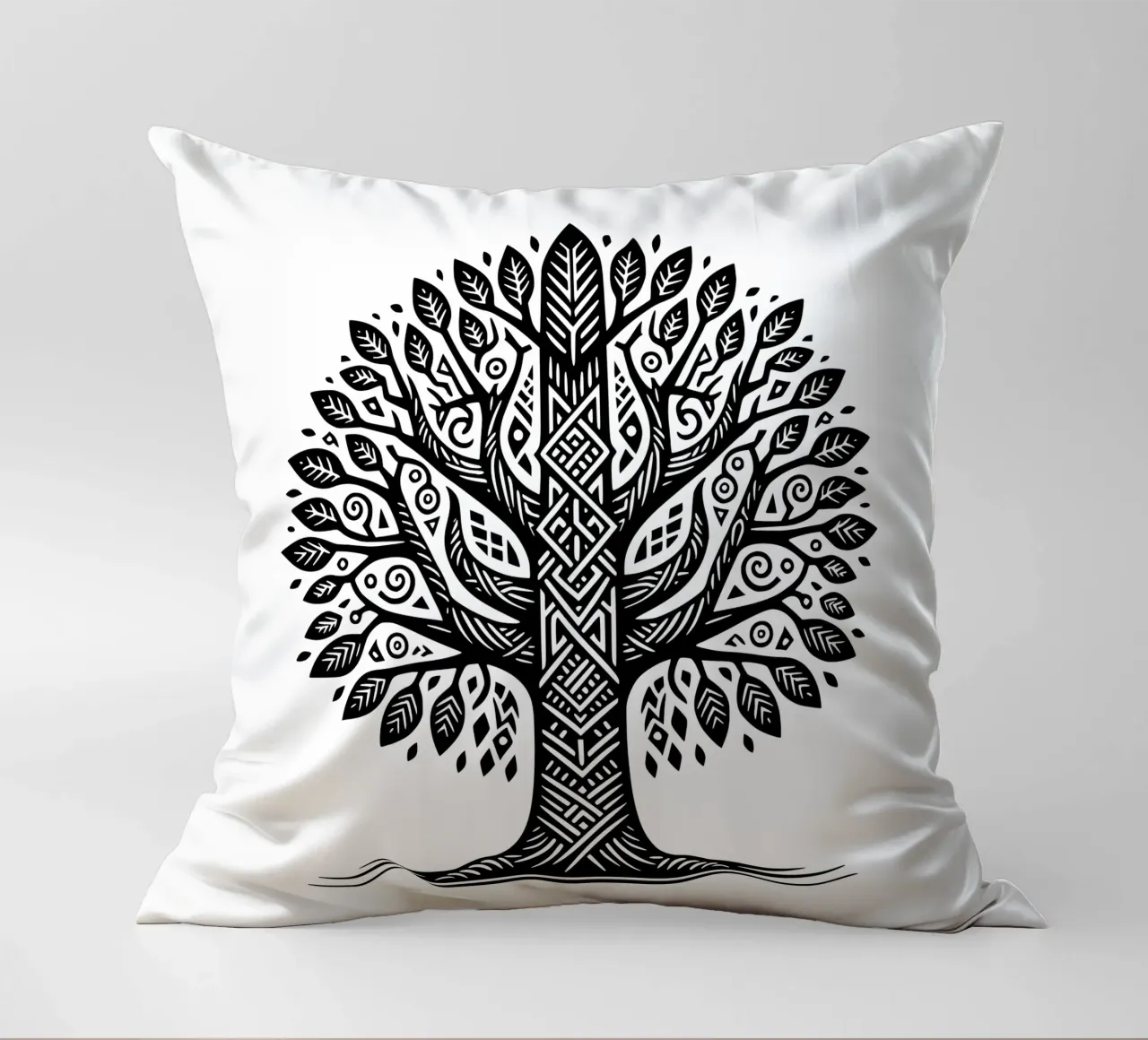 Albero della vita in bianco e nero cuscino da Spiritual Touch