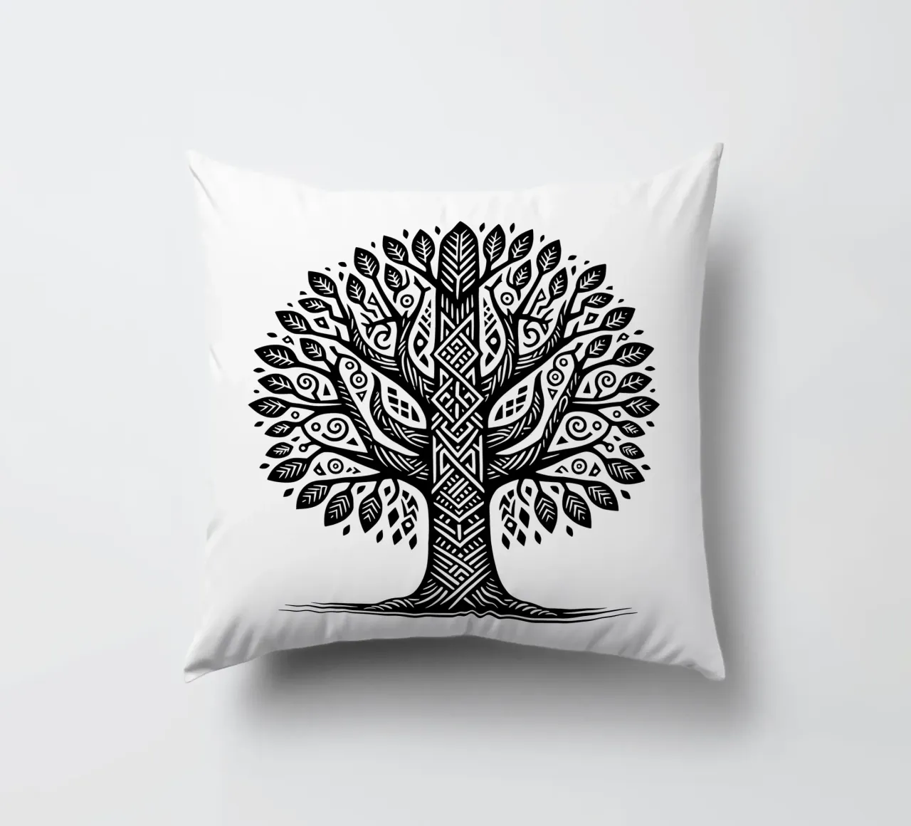 Albero della vita in bianco e nero cuscino da Spiritual Touch