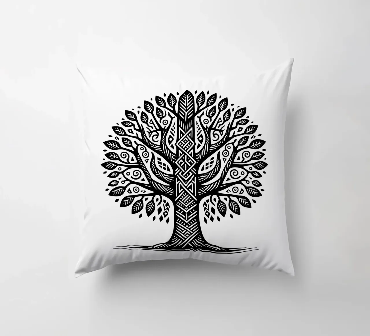 Albero della vita in bianco e nero cuscino da Spiritual Touch