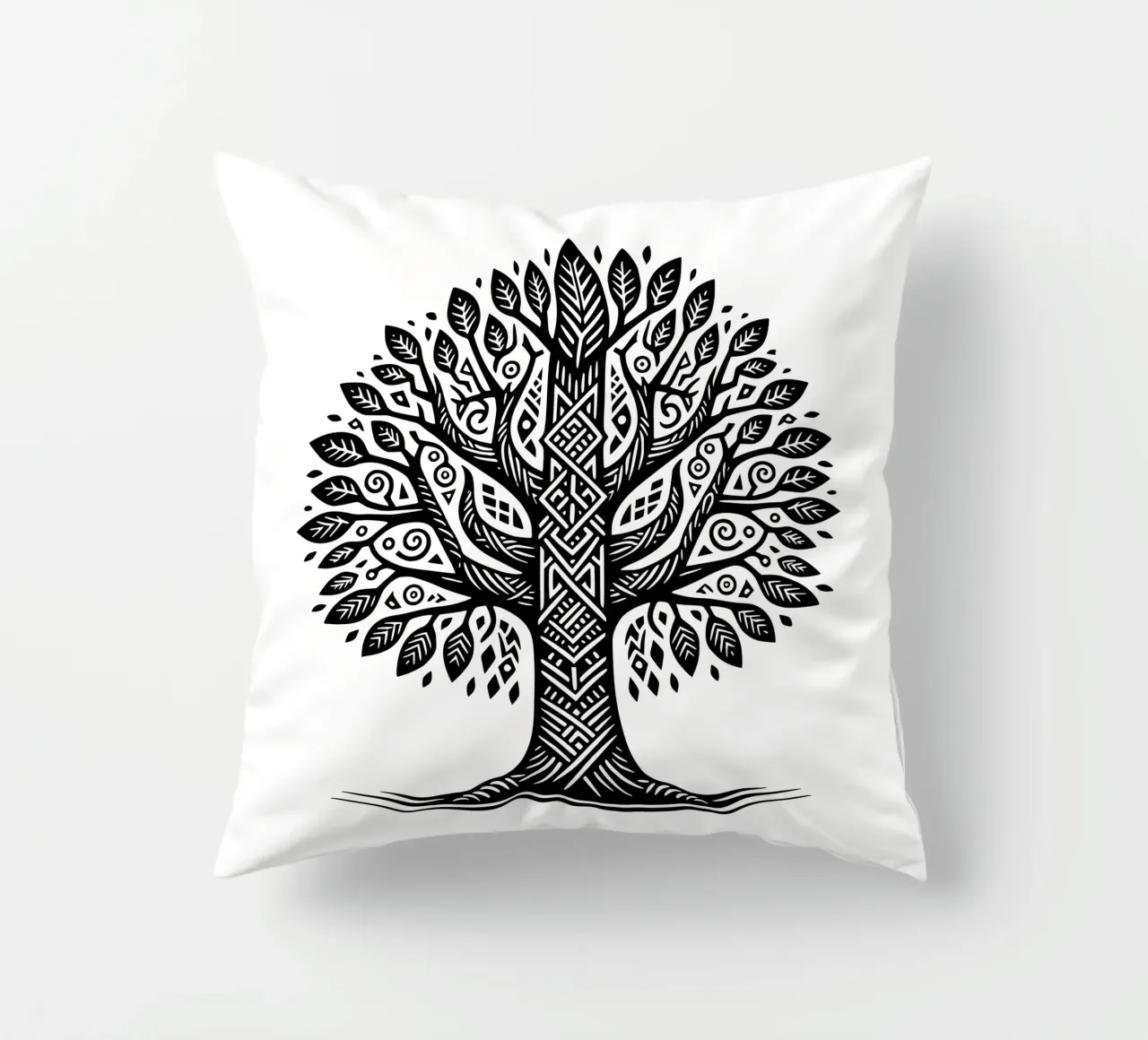 Albero della vita in bianco e nero cuscino da Spiritual Touch