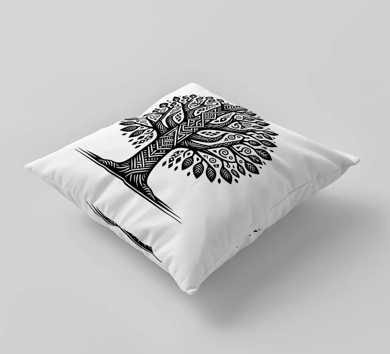 Albero della vita in bianco e nero cuscino da Spiritual Touch