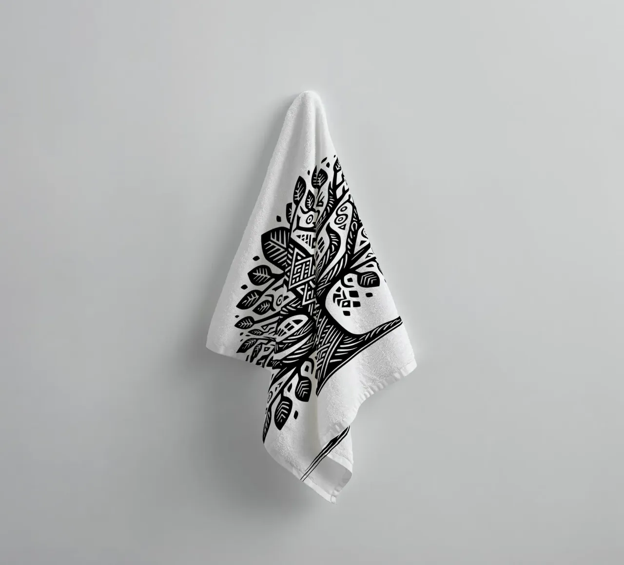 Albero della vita in bianco e nero asciugamano da bagno da Spiritual Touch