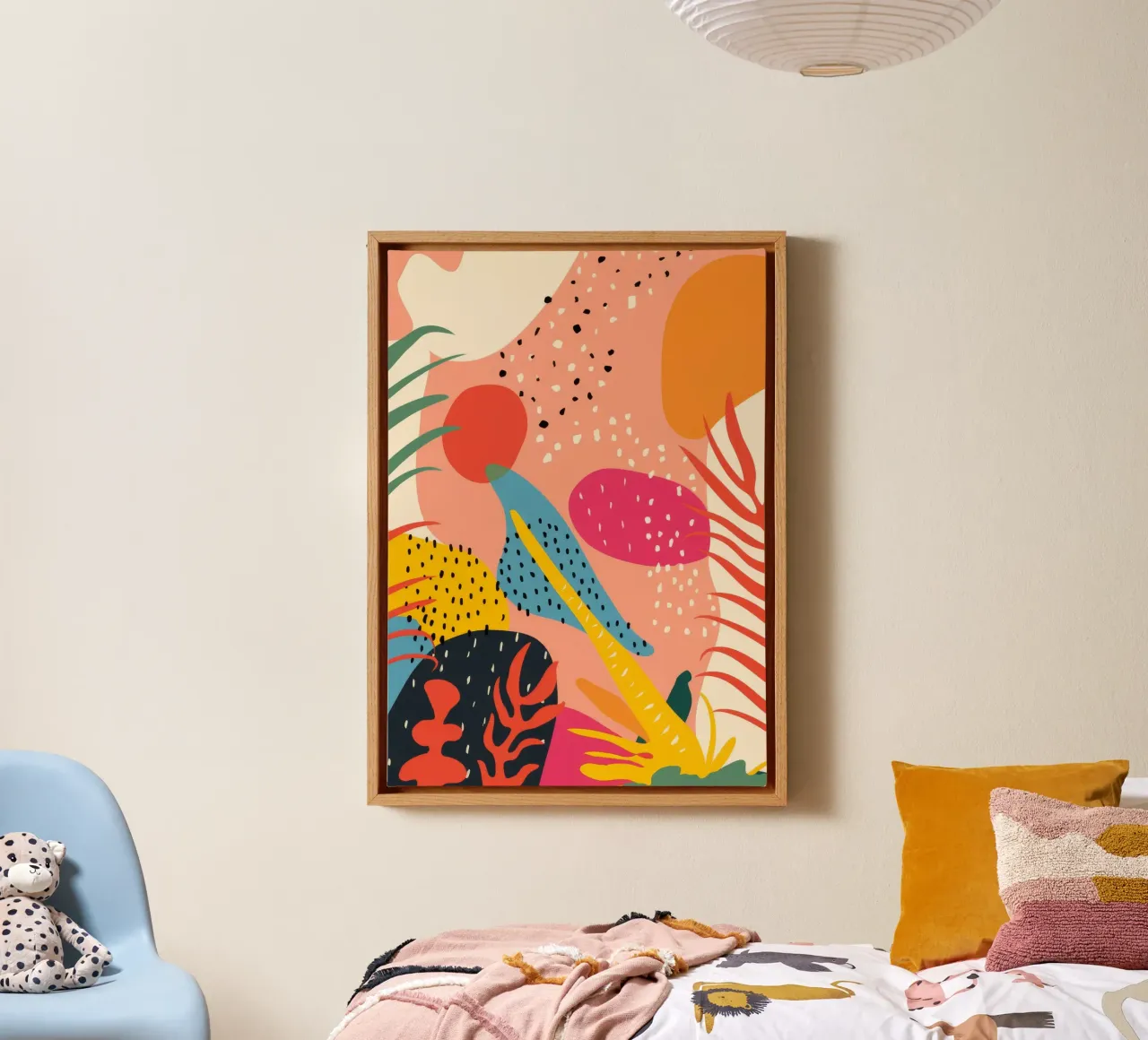 Paesaggio astratto colorato tela con Cornice a cassetta da Demar Galleria