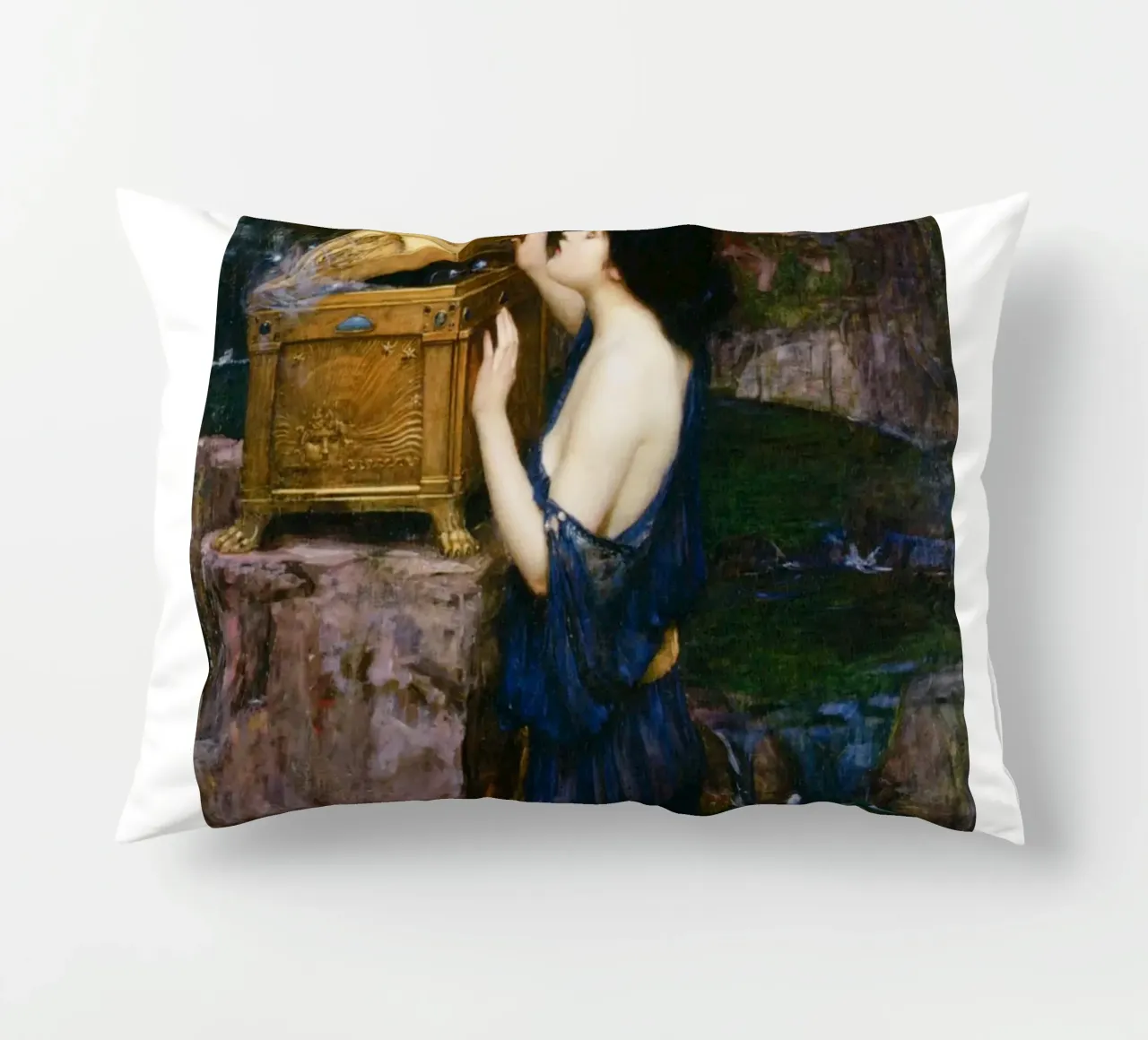 John William Waterhouse - Pandora cuscino da Timeless Artworks