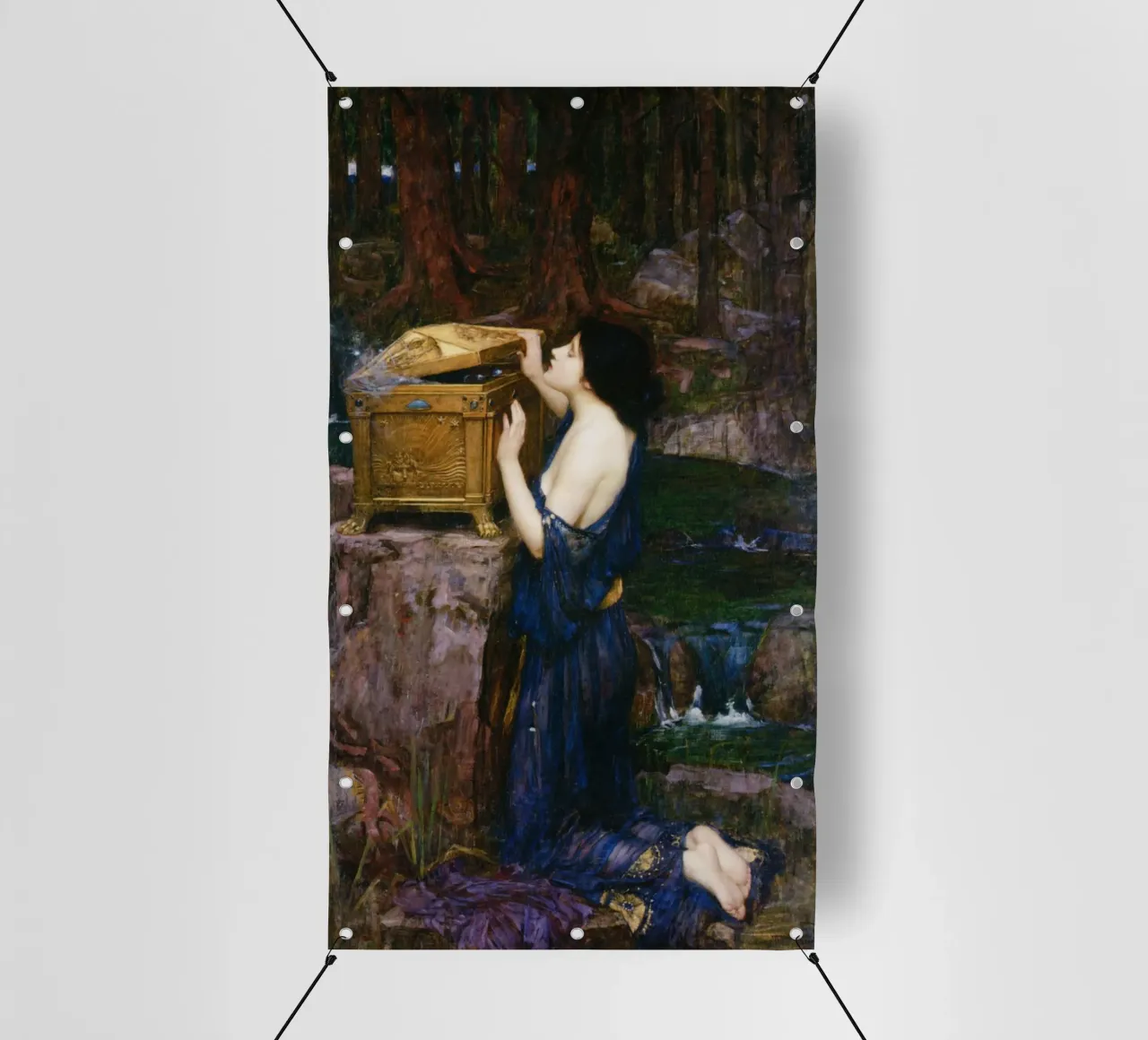 John William Waterhouse - Pandora telo in pvc da Timeless Artworks