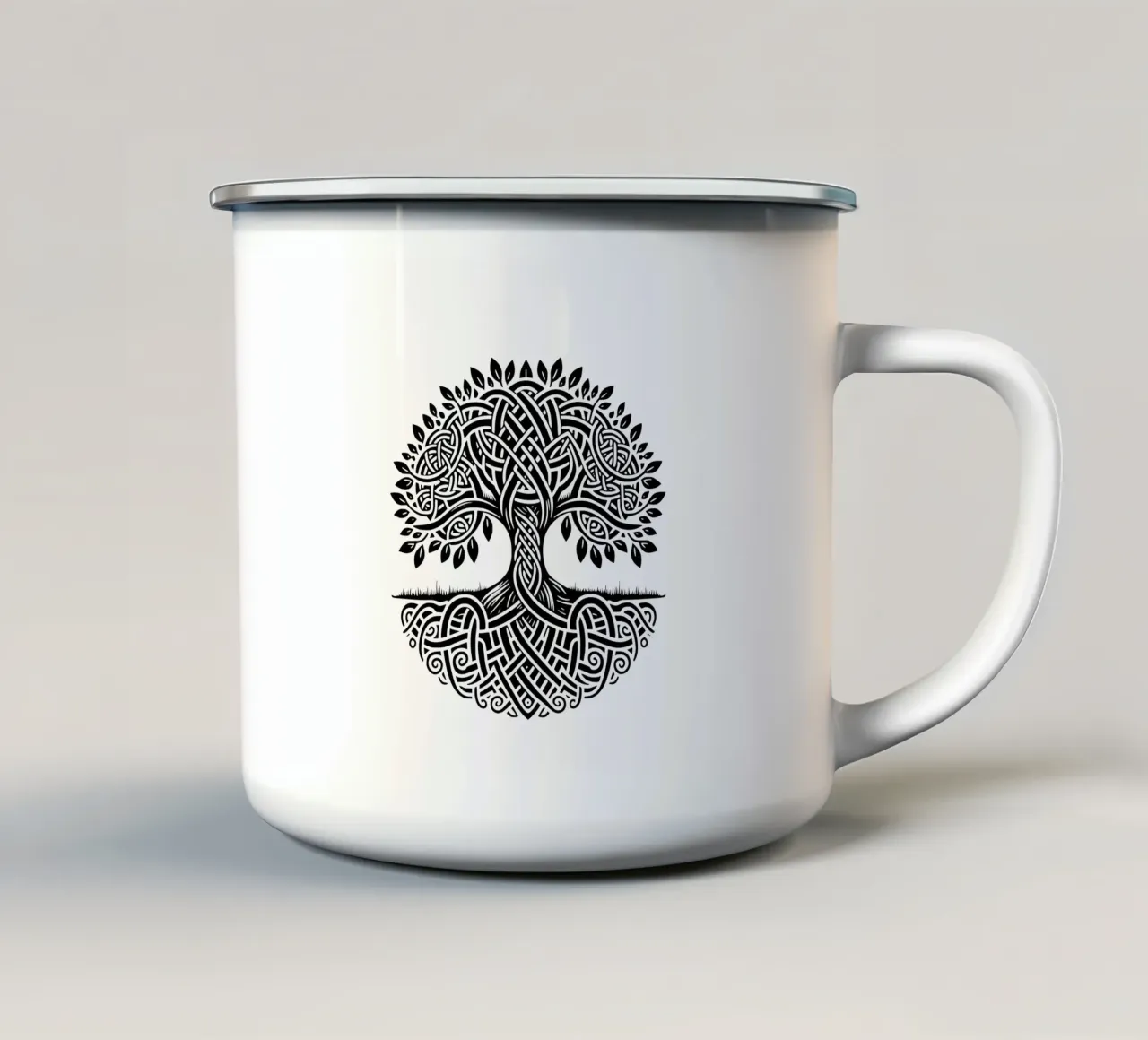 Albero della vita in bianco e nero tazza in smalto da Spiritual Touch