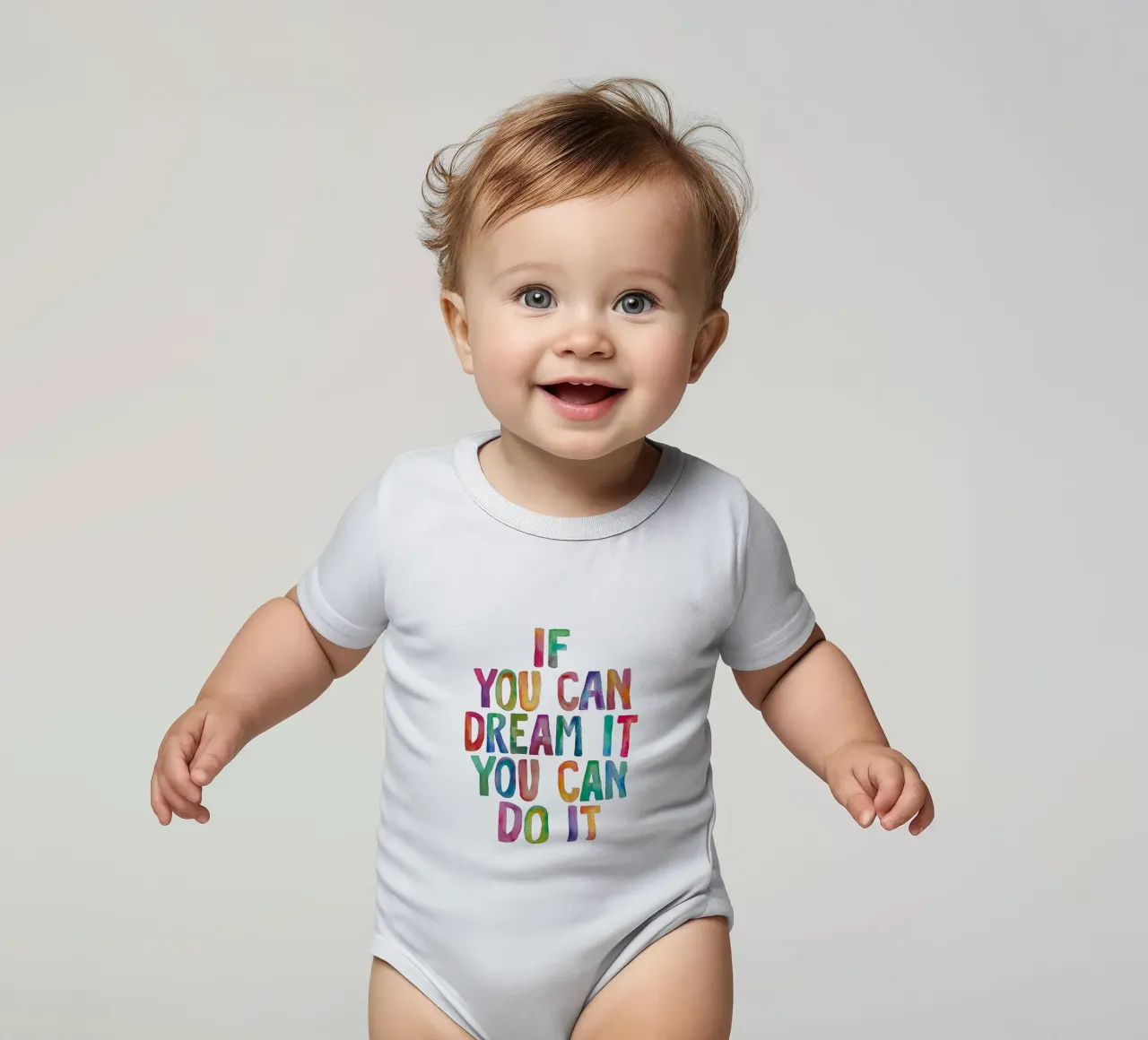 If You Can Dream It You Can Do It Regenbogen Typografie Kurzarm Babybody von THE MOTIVATED TYPE
