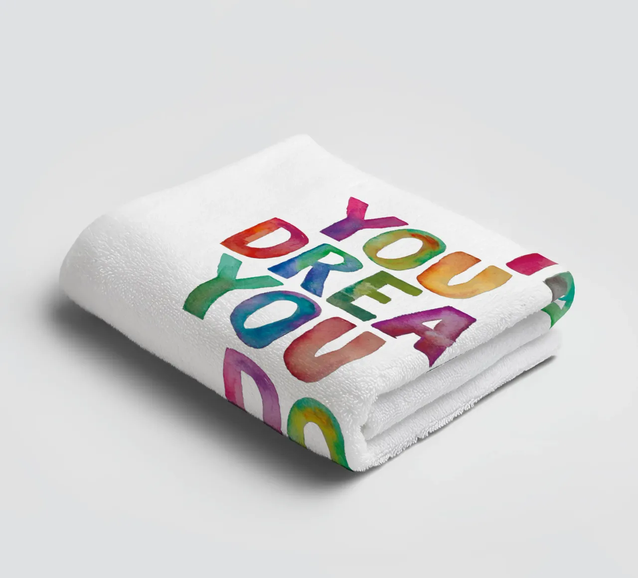 If You Can Dream It You Can Do It Rainbow Typography towel by THE MOTIVATED TYPE