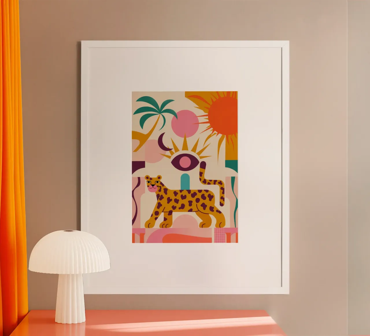 Leopardo e Sole poster con telaio in legno da Demar Galleria