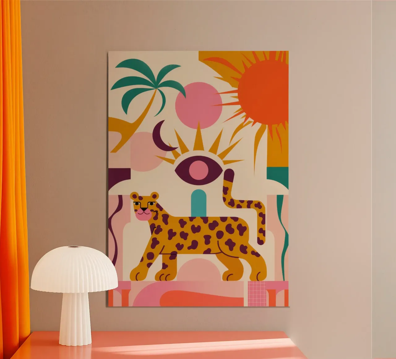 Leopardo e Sole poster con telaio in legno da Demar Galleria
